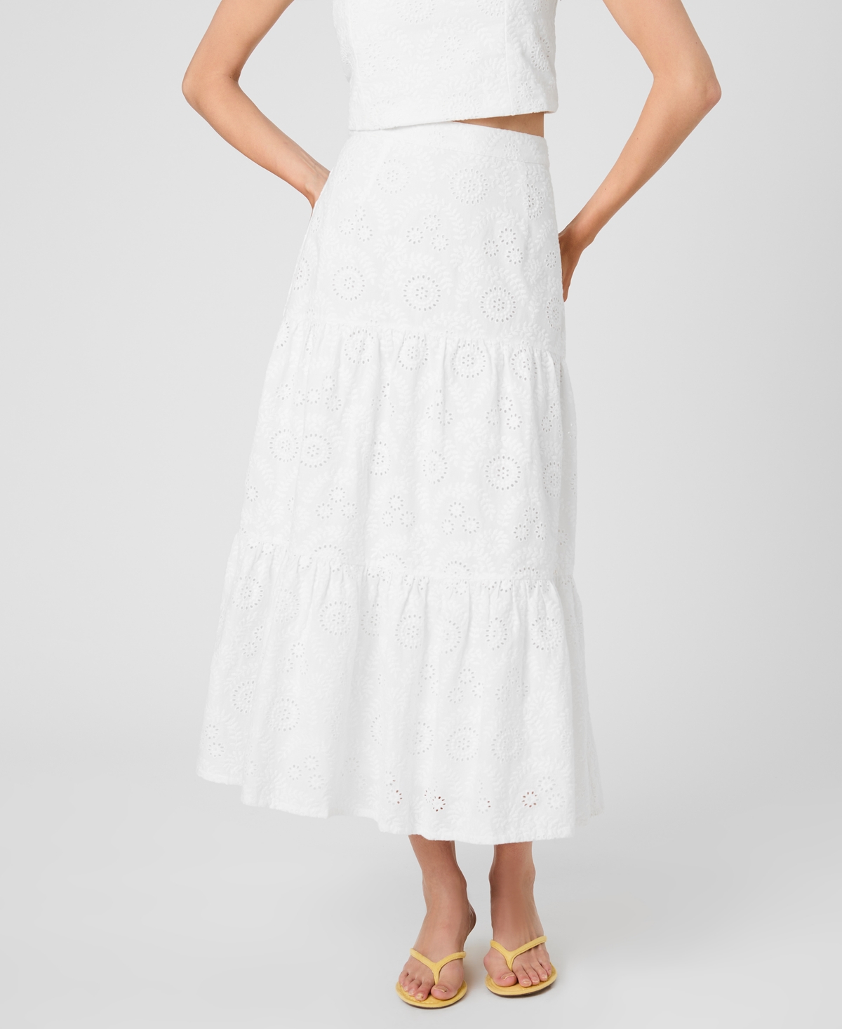 French Connection Women’s Svea Eyelet Tiered Skirt – Summer White French Connection Women’s Svea Eyelet Tiered Skirt – Summer White