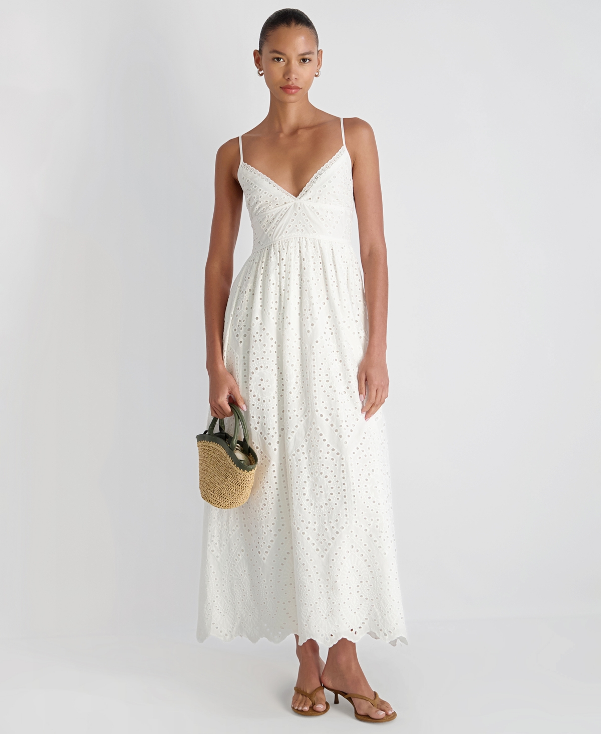 French Connection Women’s V-Neck Trini Eyelet Maxi Dress – Summer White French Connection Women’s V-Neck Trini Eyelet Maxi Dress – Summer White
