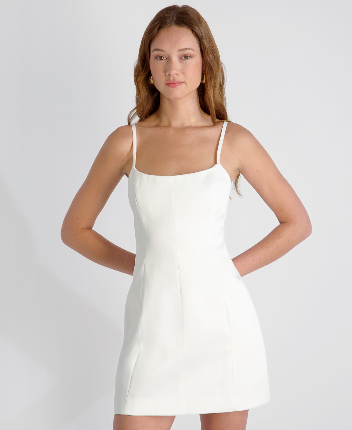 French Connection Women’s York Satin Scoop Neck Mini Dress – 10-Summer White