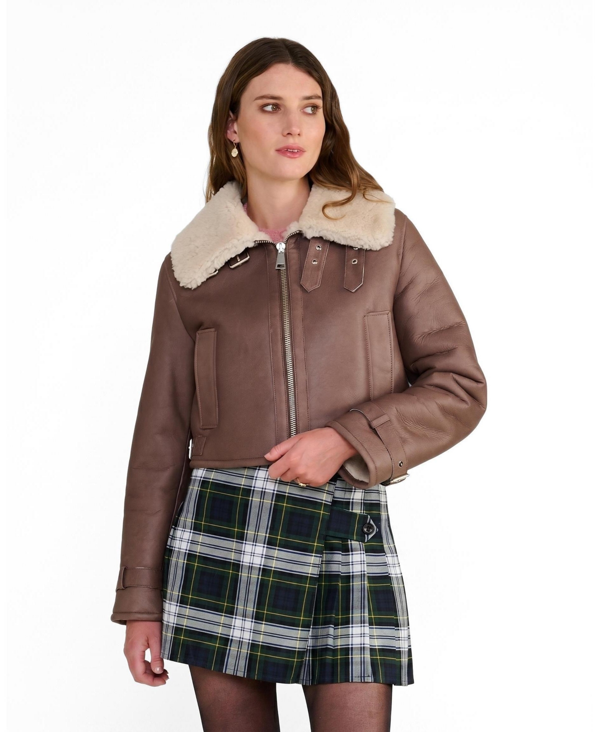Furniq Uk Women’s Avery Shearling Aviator Jacket – Brown