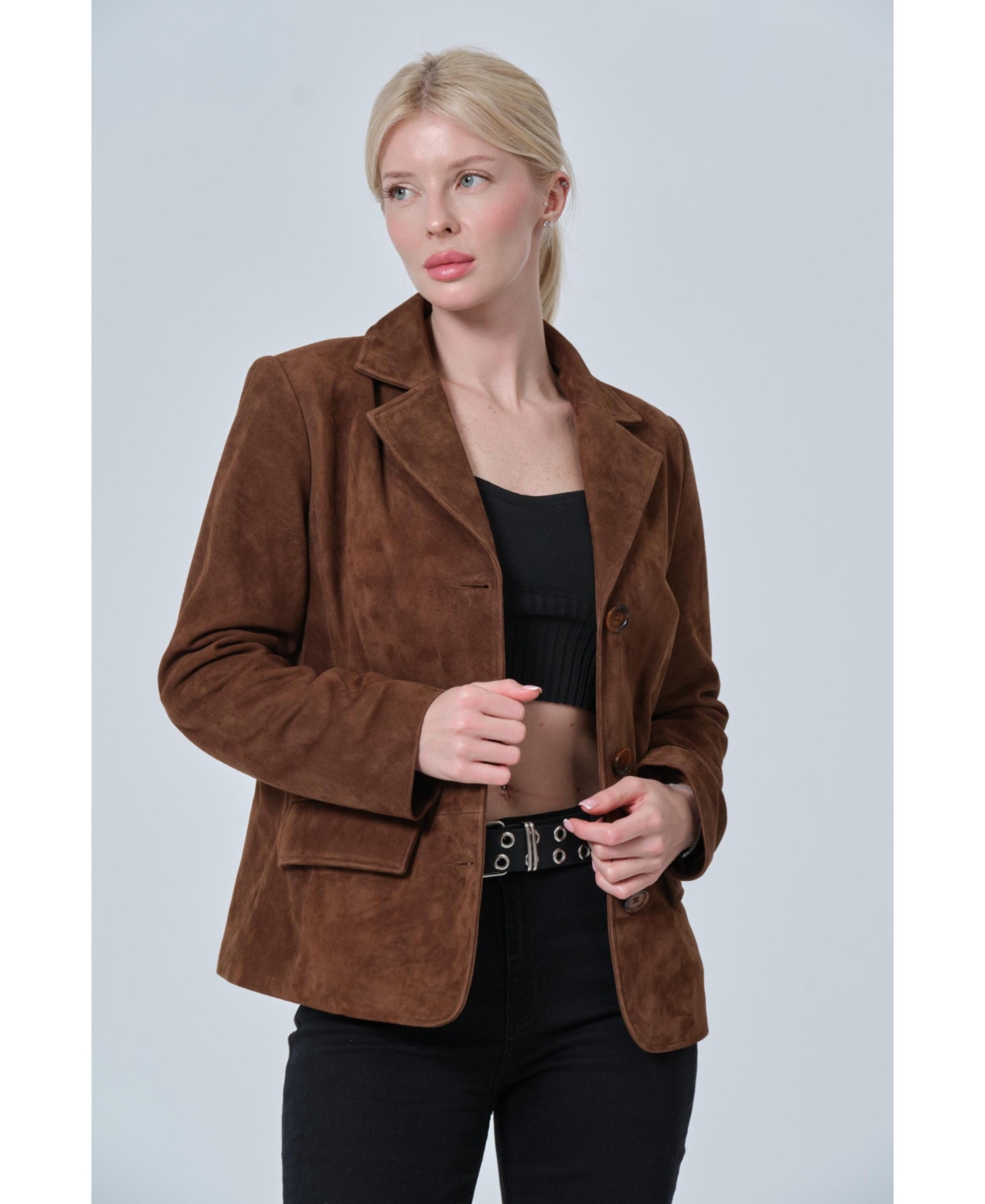 Furniq Uk Women’s Suede Jacket – Brown Furniq Uk Women’s Suede Jacket – Brown