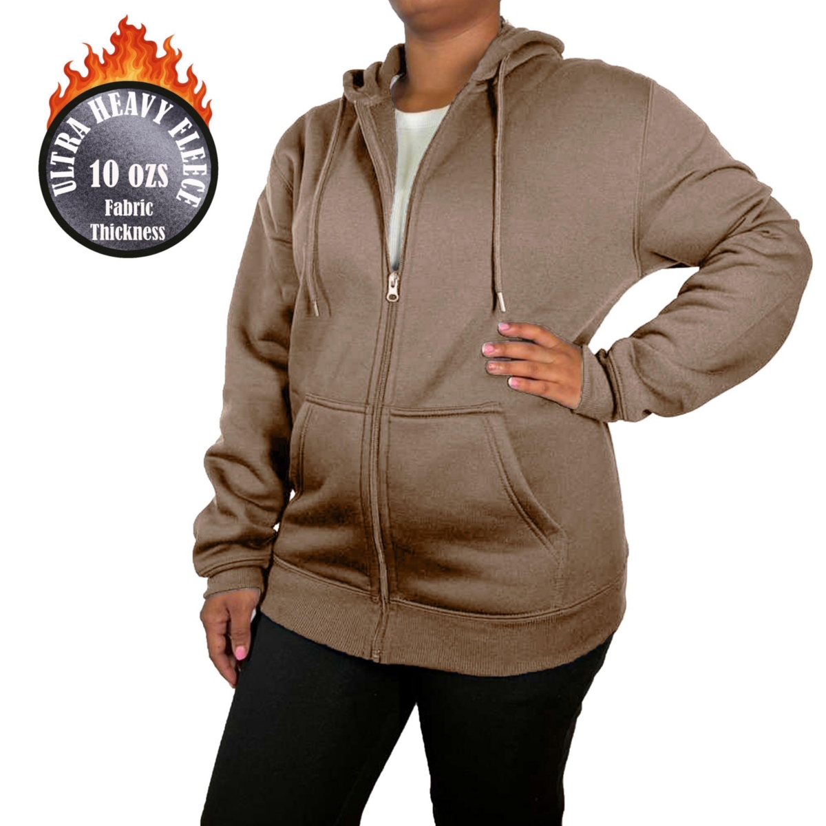 Galaxy By Harvic Women’s Blue Ice Loose Fit Super Heavyweight Fleece Lined Full-Zip Hoodie – Brown Galaxy By Harvic Women’s Blue Ice Loose Fit Super Heavyweight Fleece Lined Full-Zip Hoodie – Brown