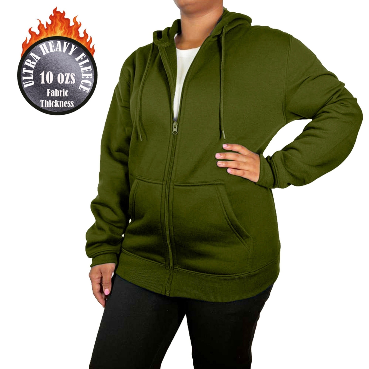 Galaxy By Harvic Women’s Blue Ice Loose Fit Super Heavyweight Fleece Lined Full-Zip Hoodie – Green Galaxy By Harvic Women’s Blue Ice Loose Fit Super Heavyweight Fleece Lined Full-Zip Hoodie – Green
