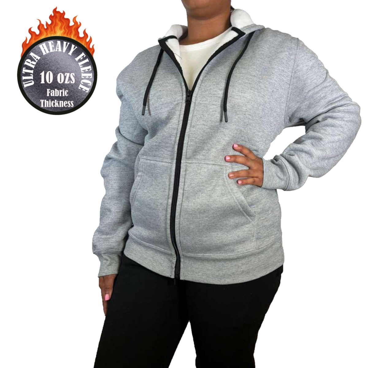 Galaxy By Harvic Women’s Blue Ice Loose Fit Super Heavyweight Fleece Lined Full-Zip Hoodie – Grey Galaxy By Harvic Women’s Blue Ice Loose Fit Super Heavyweight Fleece Lined Full-Zip Hoodie – Grey