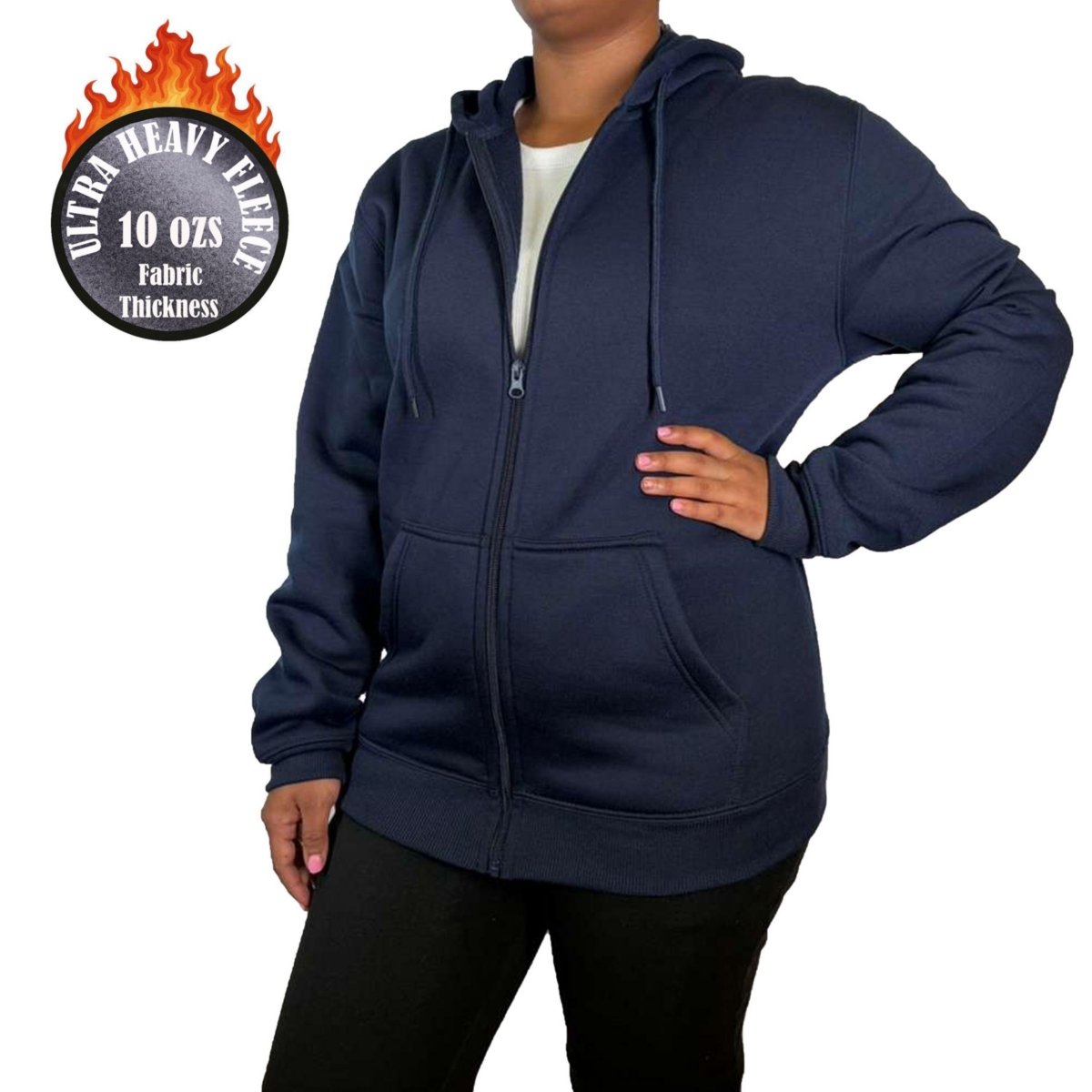 Galaxy By Harvic Women’s Blue Ice Loose Fit Super Heavyweight Fleece Lined Full-Zip Hoodie – Navy Galaxy By Harvic Women’s Blue Ice Loose Fit Super Heavyweight Fleece Lined Full-Zip Hoodie – Navy