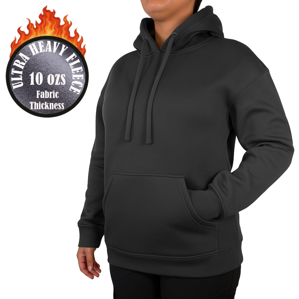 Galaxy By Harvic Women’s Blue Ice Loose Fit Super Heavyweight Fleece-Lined Pullover Hoodie – Black Galaxy By Harvic Women’s Blue Ice Loose Fit Super Heavyweight Fleece-Lined Pullover Hoodie – Black
