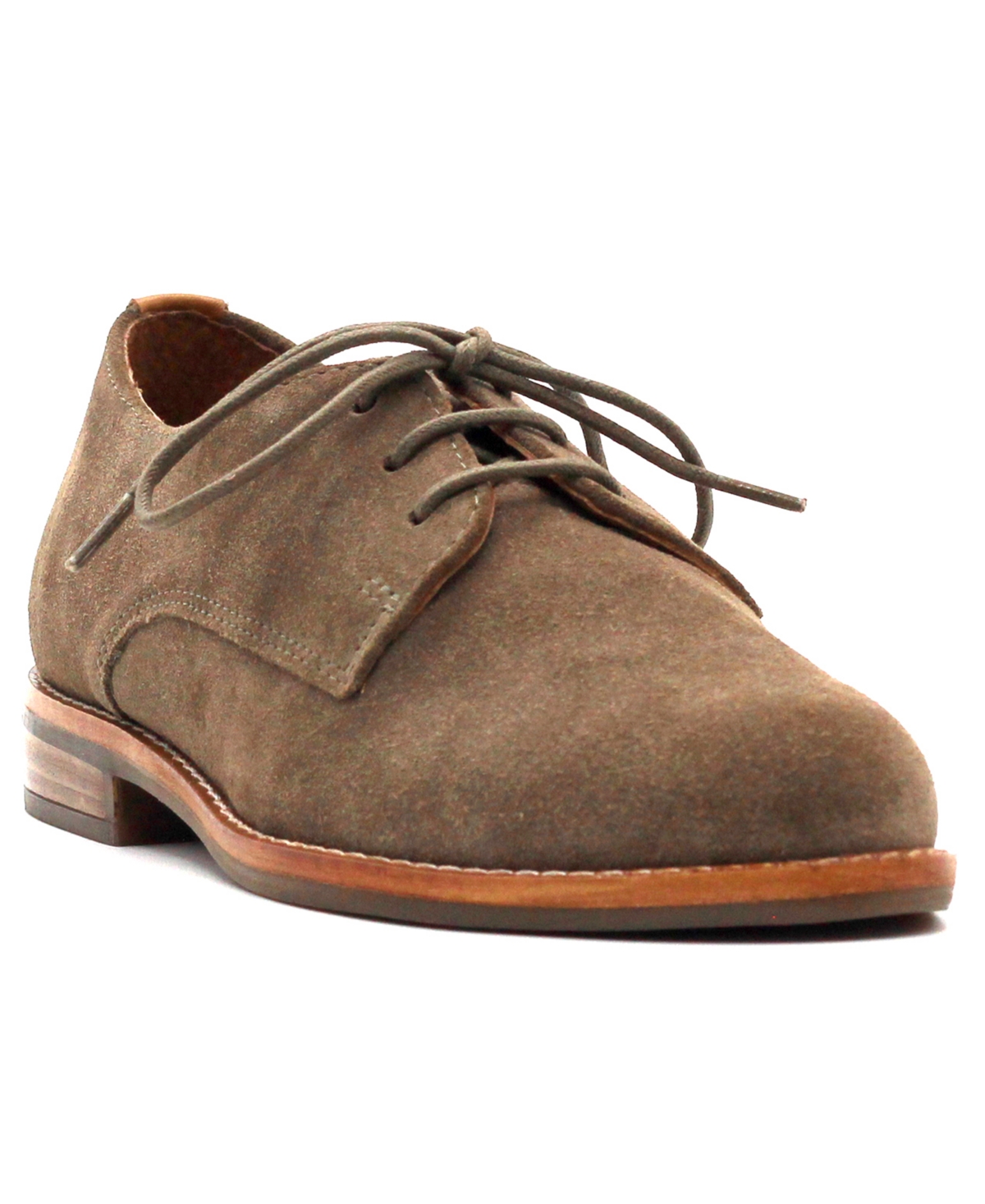 Gentle Souls Women’s Aronson Almond Toe Suede Lace-Up Oxford Shoes – Taupe Suede
