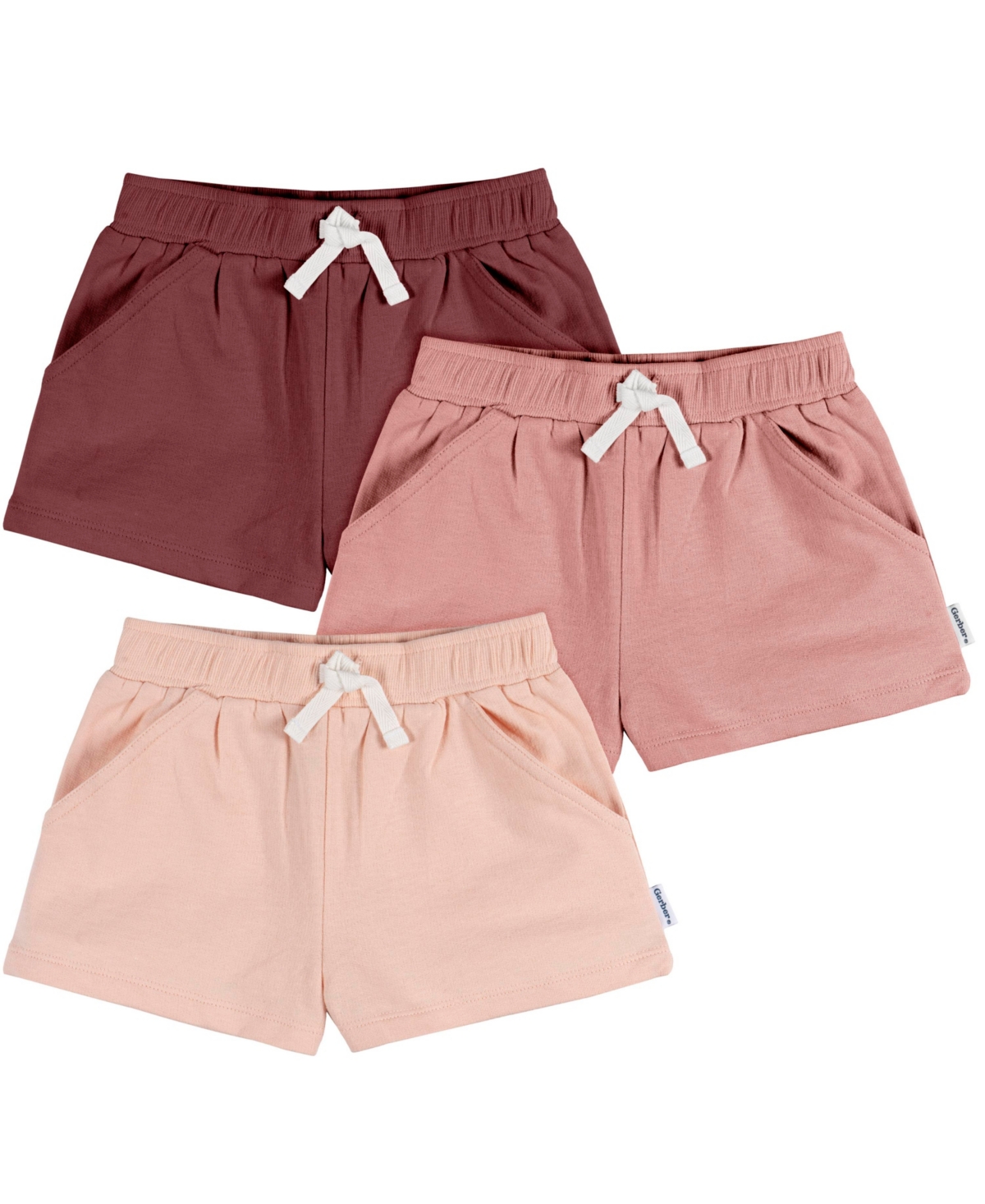 Gerber Toddler & Baby Girls Knit Shorts, 3-Pack – Dusty pinks Gerber Toddler & Baby Girls Knit Shorts, 3-Pack – Dusty pinks