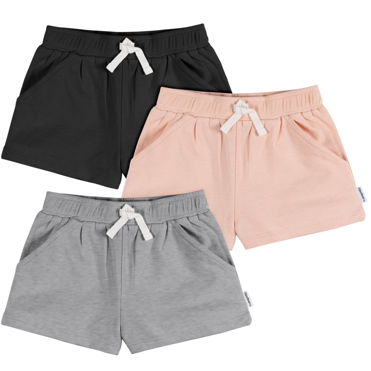 Gerber Toddler & Baby Girls Knit Shorts, 3-Pack – Grey