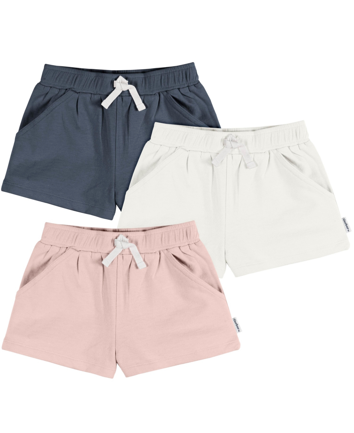 Gerber Toddler & Baby Girls Knit Shorts, 3-Pack – White