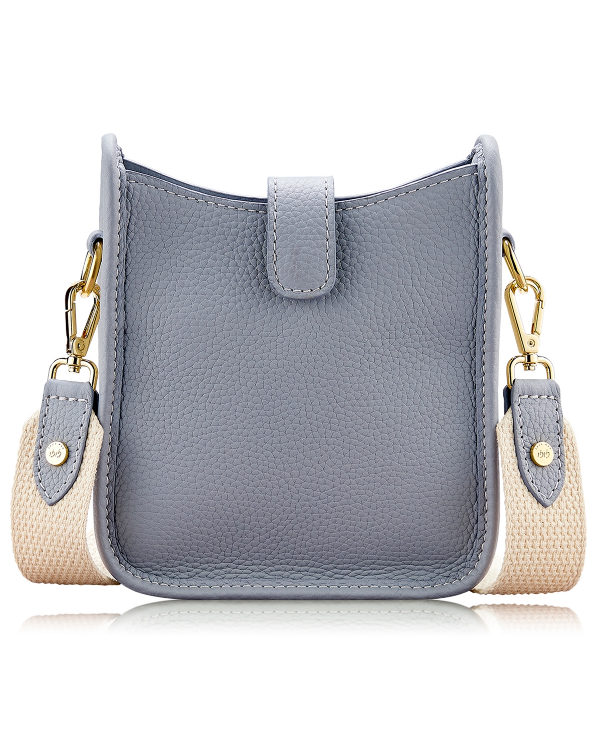 GiGi New York Ellie Pebble Leather Mini Crossbody Handbag – Blue Gray