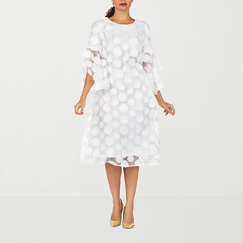 Giovanna Signature Womens Plus Midi Crew Neck 3/4 Sleeve A-Line Dress, 24w, White Giovanna Signature Womens Plus Midi Crew Neck 3/4 Sleeve A-Line Dress, 24w, White