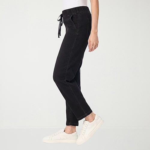 Gloria Vanderbilt Womens Anya Straight Leg Knit Denim, Medium Short, Black Gloria Vanderbilt Womens Anya Straight Leg Knit Denim, Medium Short, Black