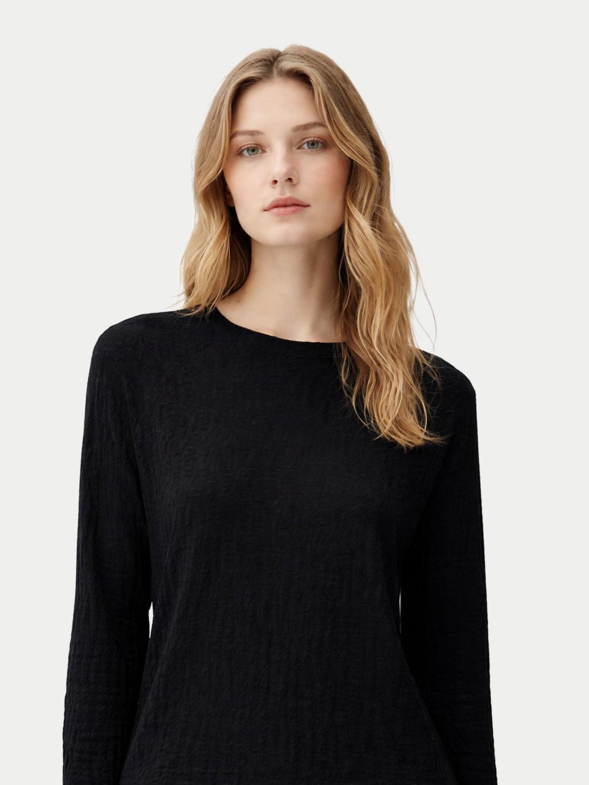 Gobi Cashmere Women’s Silk Cashmere Textured Sweater – Black-strech limo Gobi Cashmere Women’s Silk Cashmere Textured Sweater – Black-strech limo
