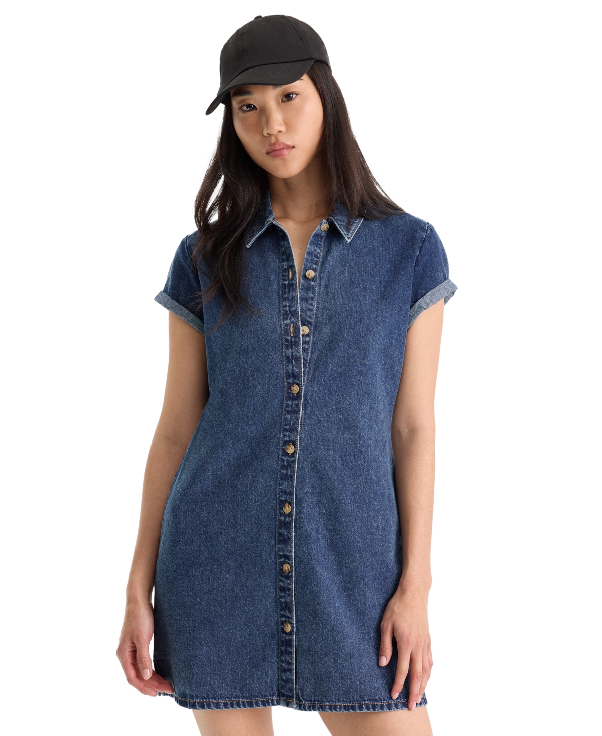 Good American Women’s Collared Denim Polo Dress – Alcove
