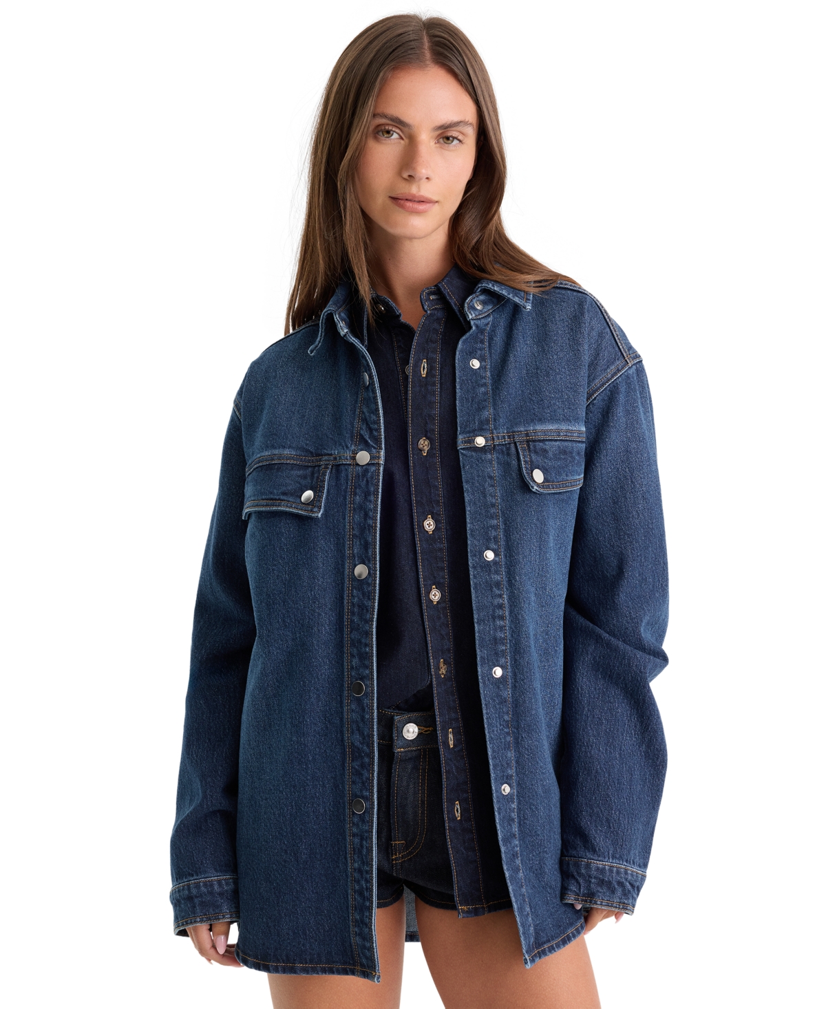 Good American Women’s Collared Long-Sleeve Button-Front Top – Indigo1339 Good American Women’s Collared Long-Sleeve Button-Front Top – Indigo1339