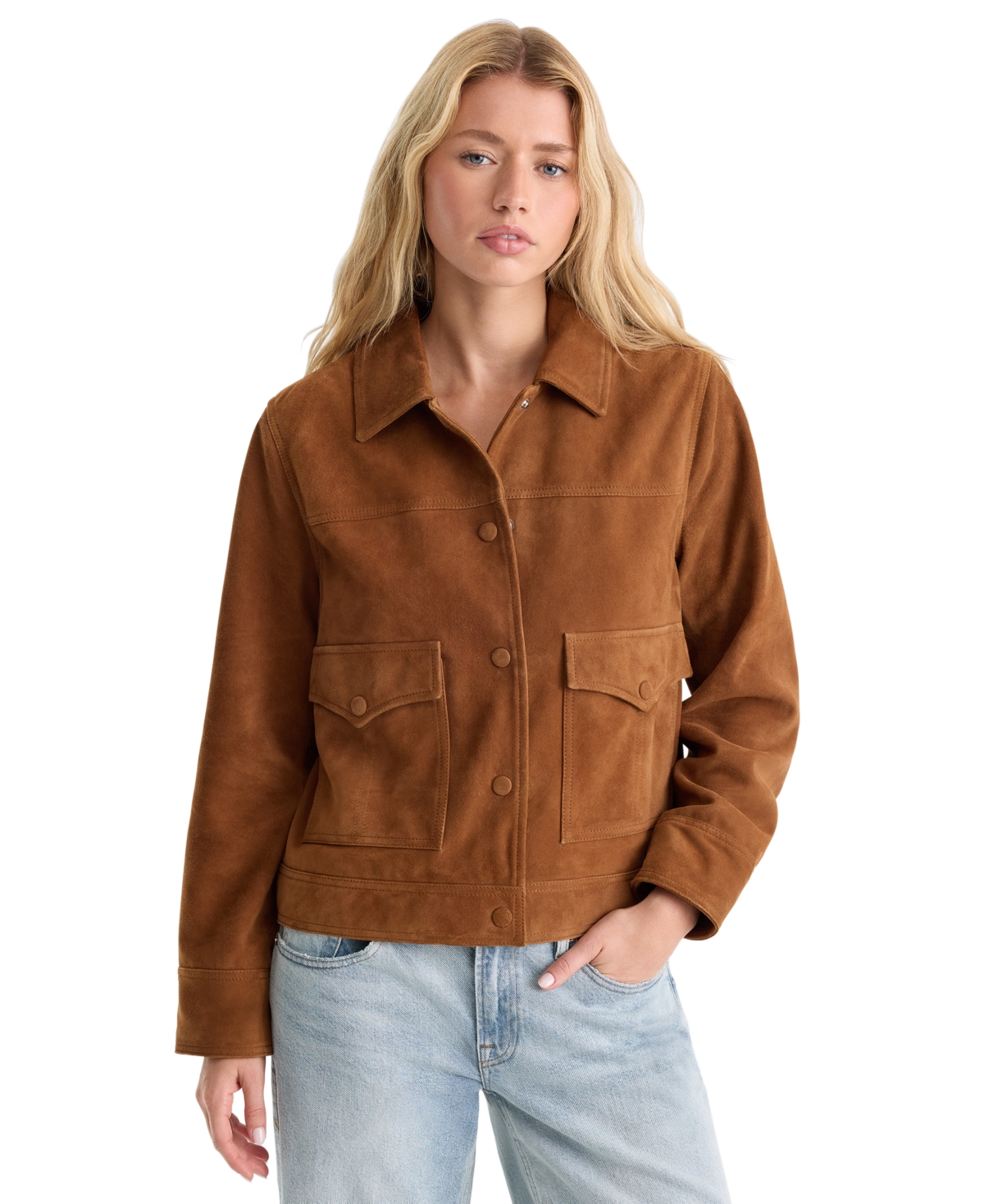 Good American Women’s Collared Suede Jacket – Cafe Clay Good American Women’s Collared Suede Jacket – Cafe Clay