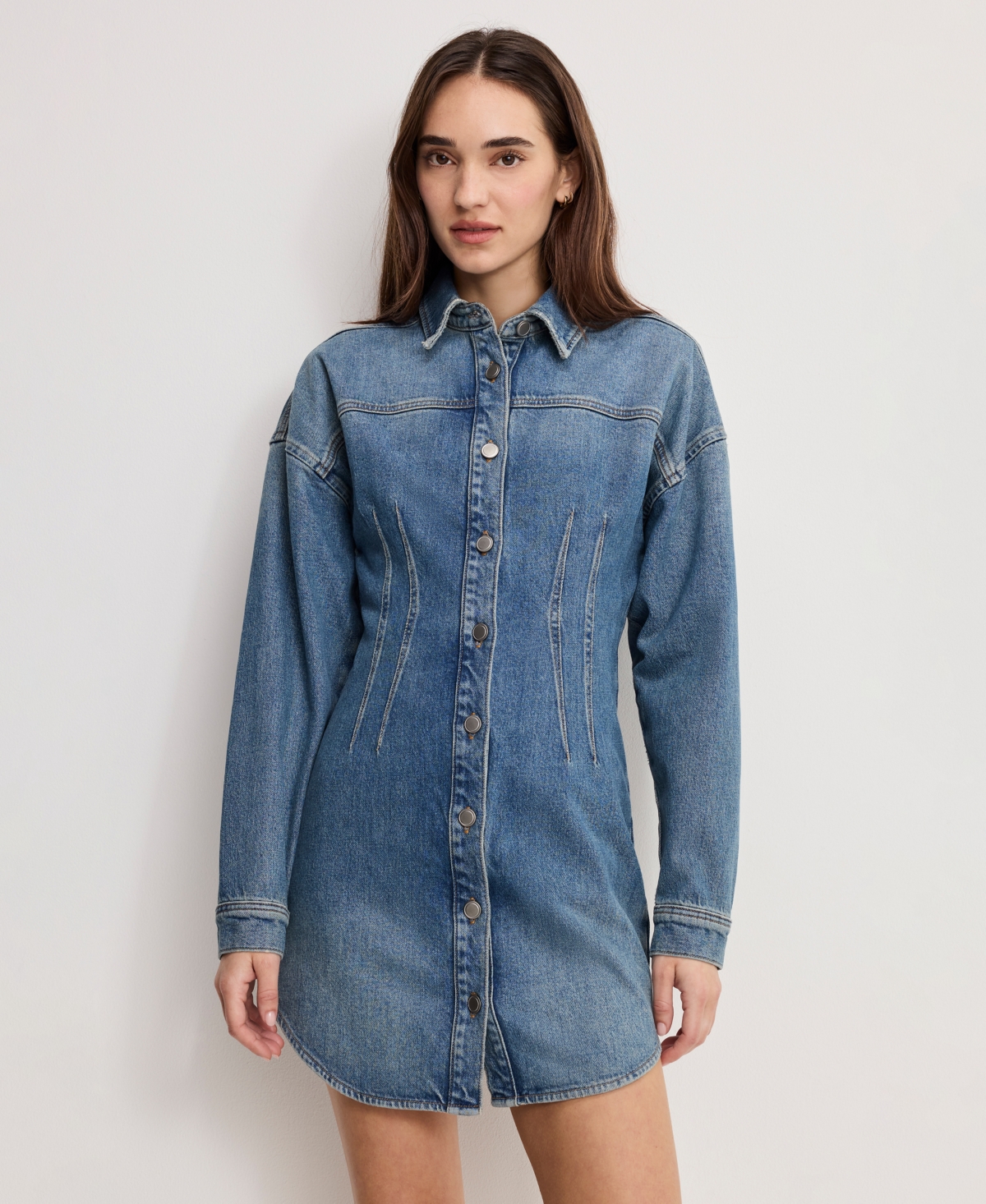 Good American Women’s Shaped Long-Sleeve Denim Dress – Indigo Good American Women’s Shaped Long-Sleeve Denim Dress – Indigo