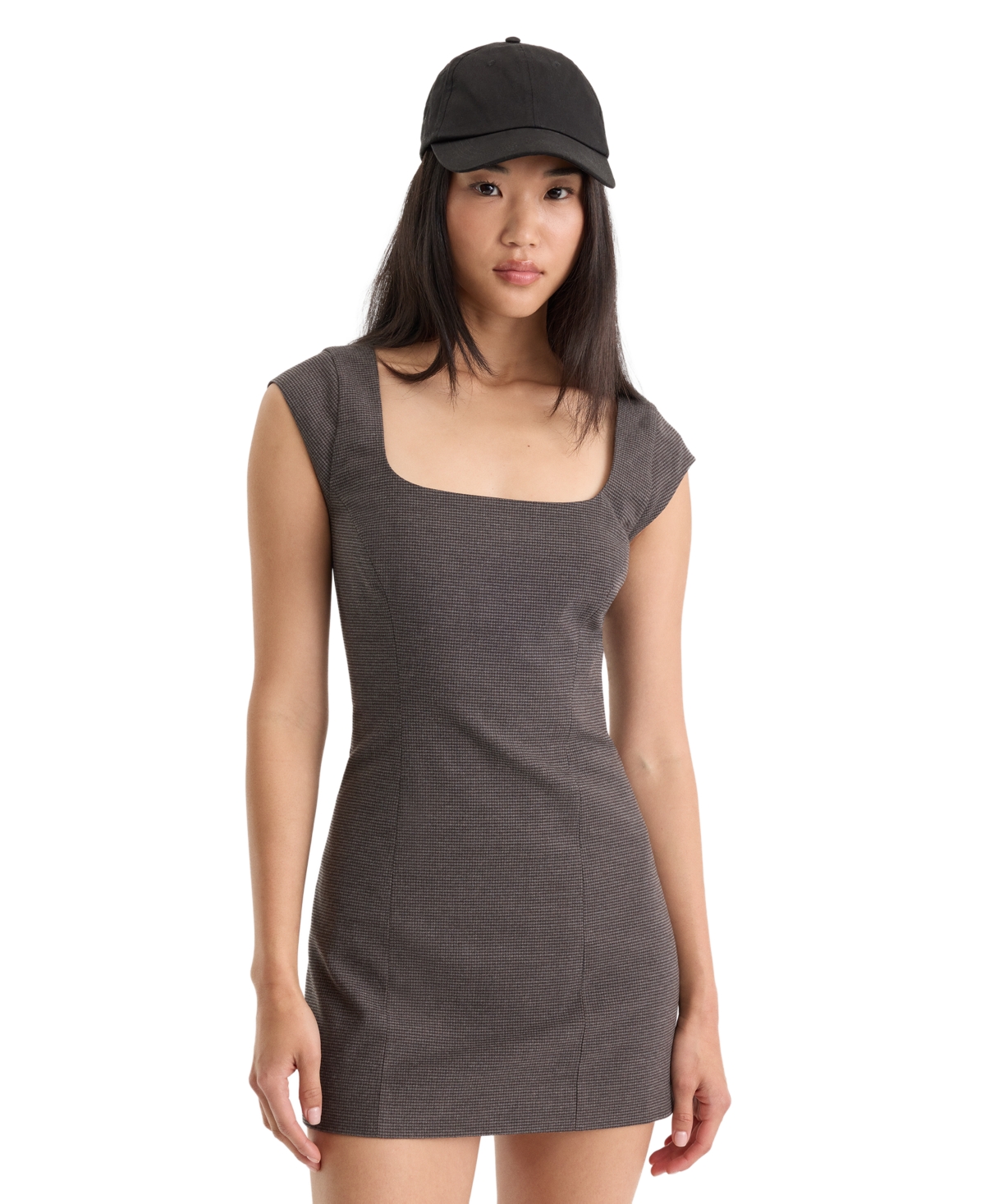 Good American Women’s Square Neck Cap-Sleeve A-Line Dress – Charcoal Mini Houndstooth Good American Women’s Square Neck Cap-Sleeve A-Line Dress – Charcoal Mini Houndstooth