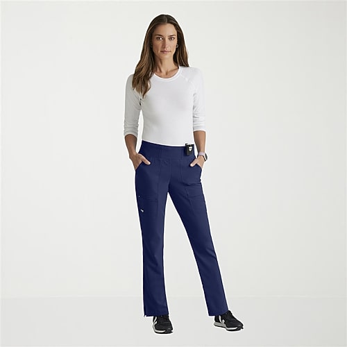 Grey’s Anatomy by Barco Spandex Stretch Direct Grsp633 Relay 5-Pocket Mid-Rise Straight Leg Womens Stretch Fabric Moisture Wicking Wrinkle Resistant S