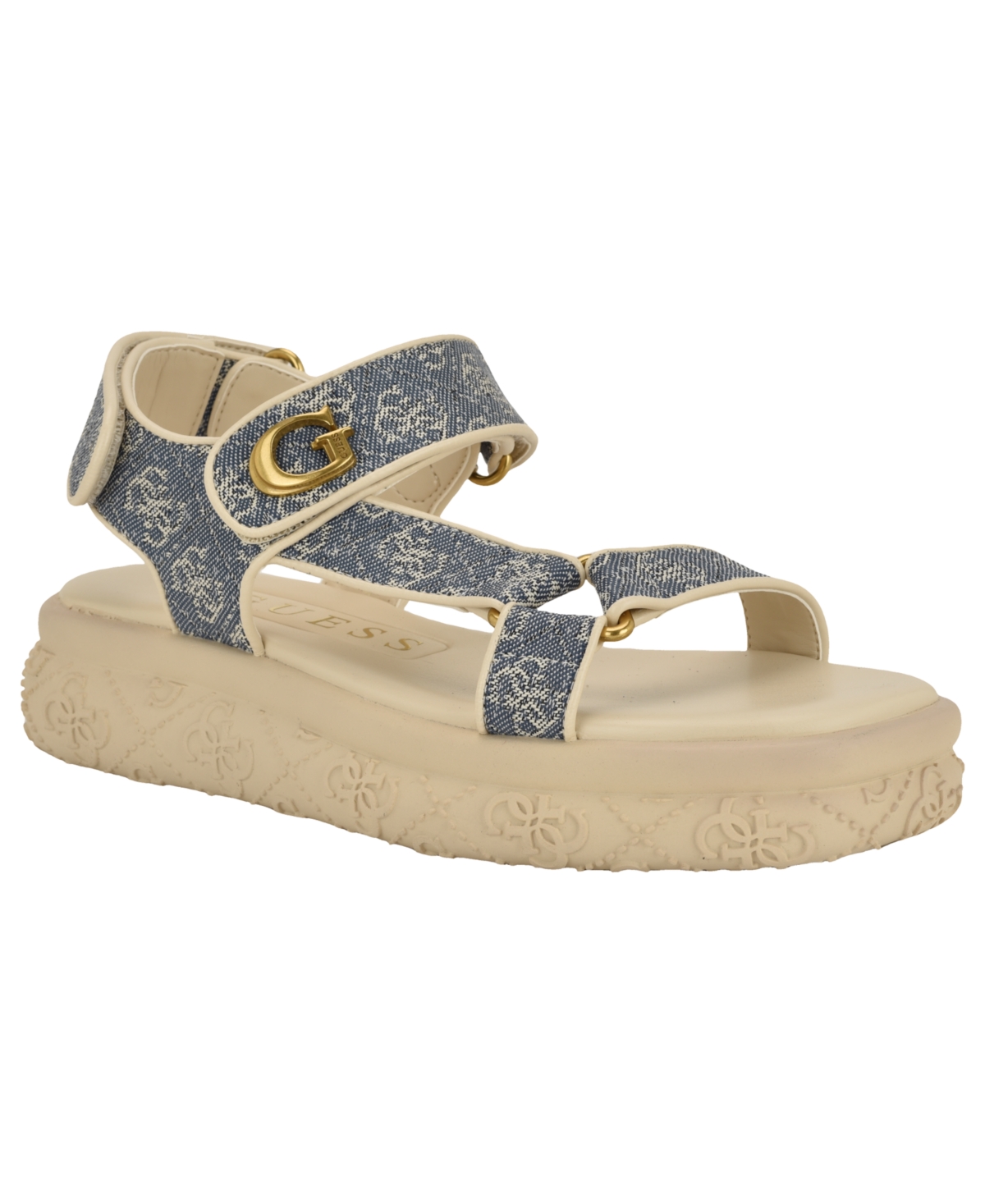 Guess Women’s Lanara Quattro G Sporty Platform Footbed Sandals – Blue/Natural Logo Guess Women’s Lanara Quattro G Sporty Platform Footbed Sandals – Blue/Natural Logo