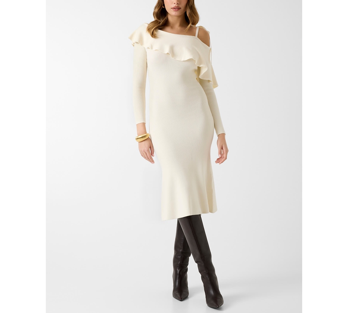 Guess Women’s Long-Sleeve Off-The-Shoulder Ambrosia Rib Dress – Dove White Guess Women’s Long-Sleeve Off-The-Shoulder Ambrosia Rib Dress – Dove White