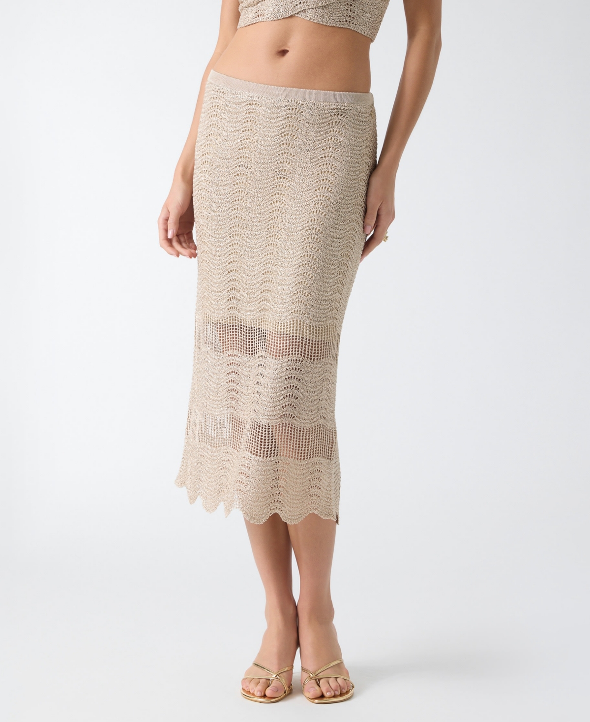 Guess Women’s Olivia Shell Pointelle Sequin Skirt – Foamy Taupe Multi Guess Women’s Olivia Shell Pointelle Sequin Skirt – Foamy Taupe Multi