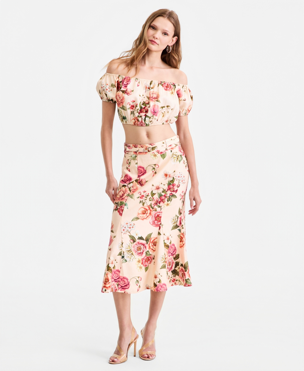 Guess Women’s Ryan Floral Linen-Blend Midi Skirt – COSMIC PEONY PRINT Guess Women’s Ryan Floral Linen-Blend Midi Skirt – COSMIC PEONY PRINT