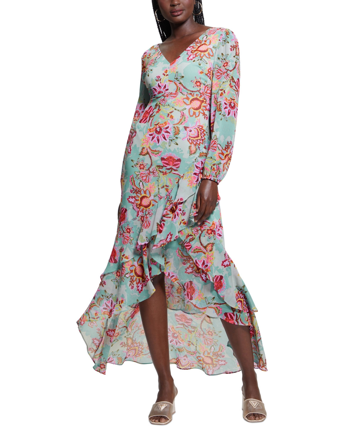 Guess Women’s Shelia V-Neck Long-Sleeve High-Low Dress – SERENE MOSAIC Guess Women’s Shelia V-Neck Long-Sleeve High-Low Dress – SERENE MOSAIC