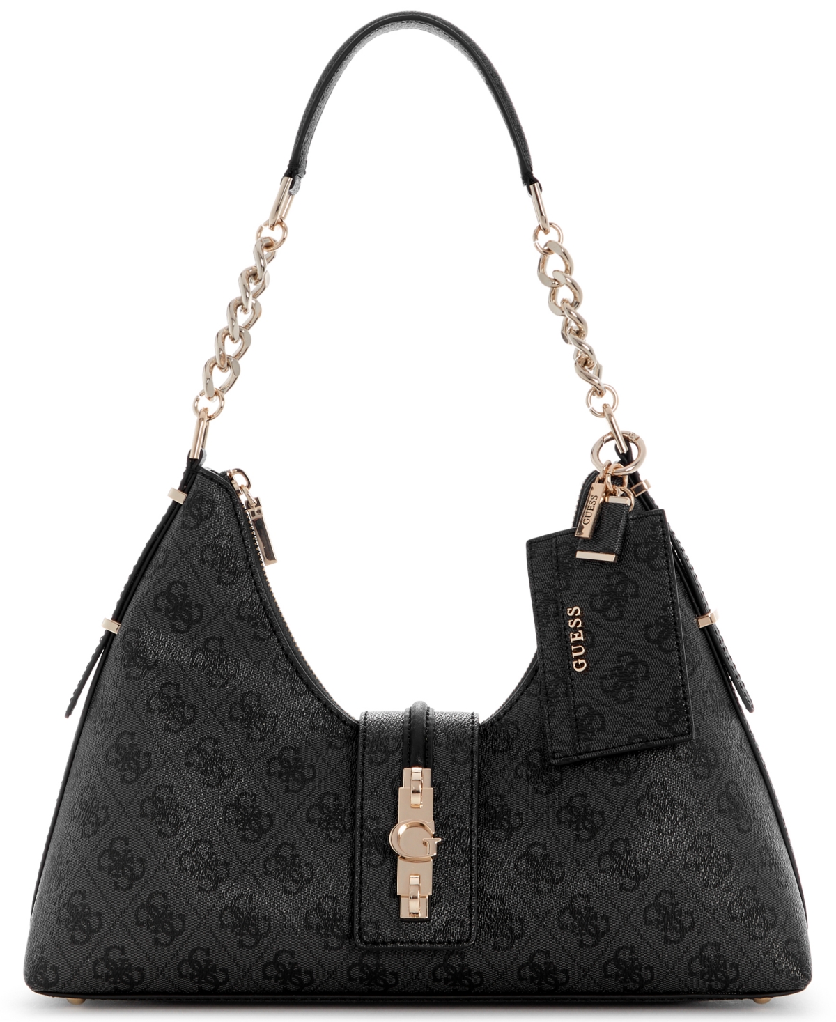 Guess Yvonne Logo Medium Hobo Handbag – Coal Logo
