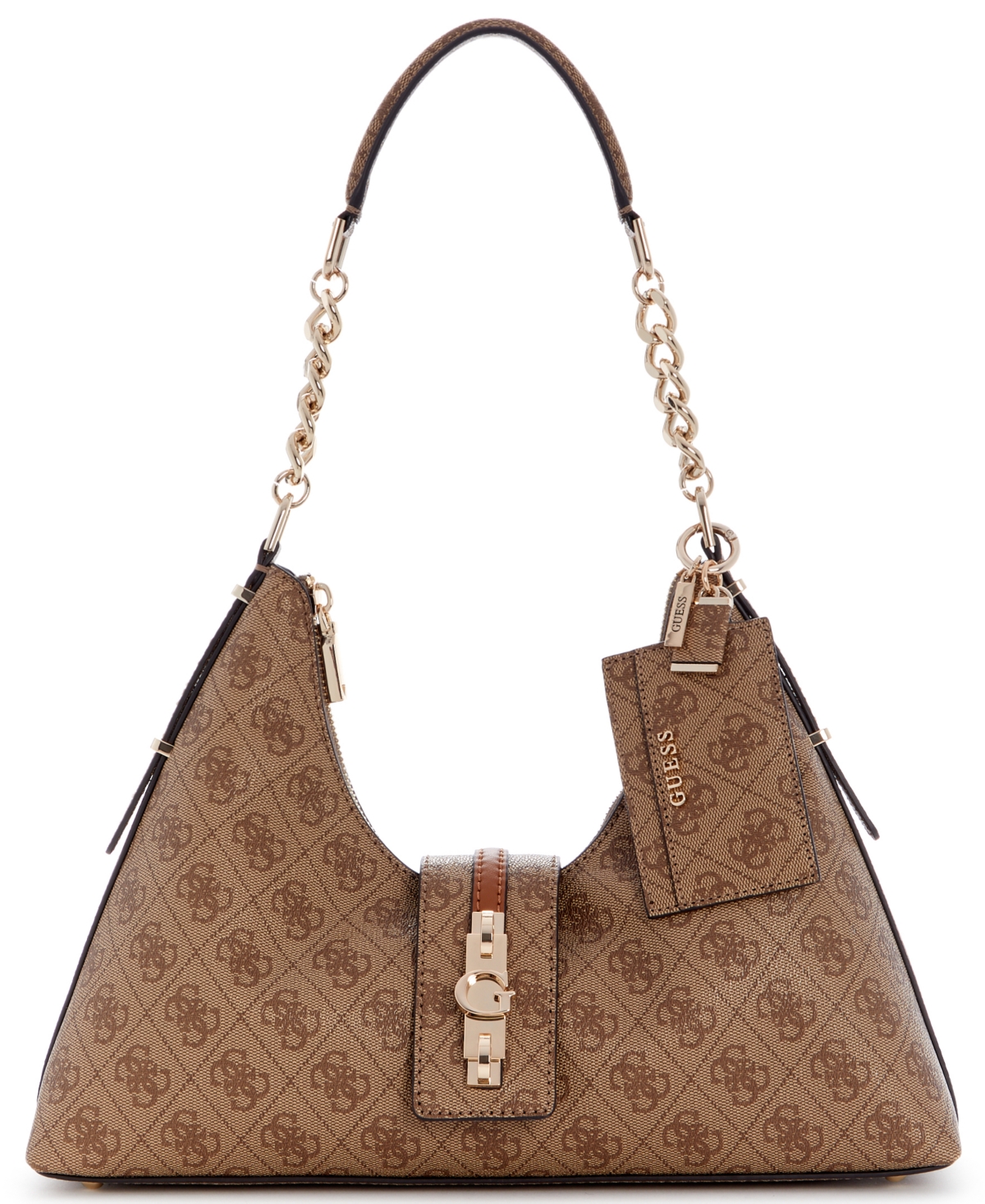 Guess Yvonne Logo Medium Hobo Handbag – Latte Logo