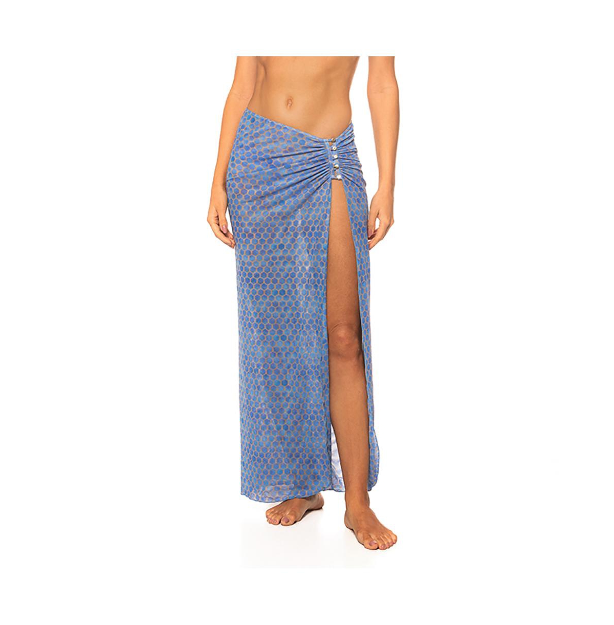 Guria Beachwear Women’s Side Slit Long Skirt Cover-up – Blue Guria Beachwear Women’s Side Slit Long Skirt Cover-up – Blue