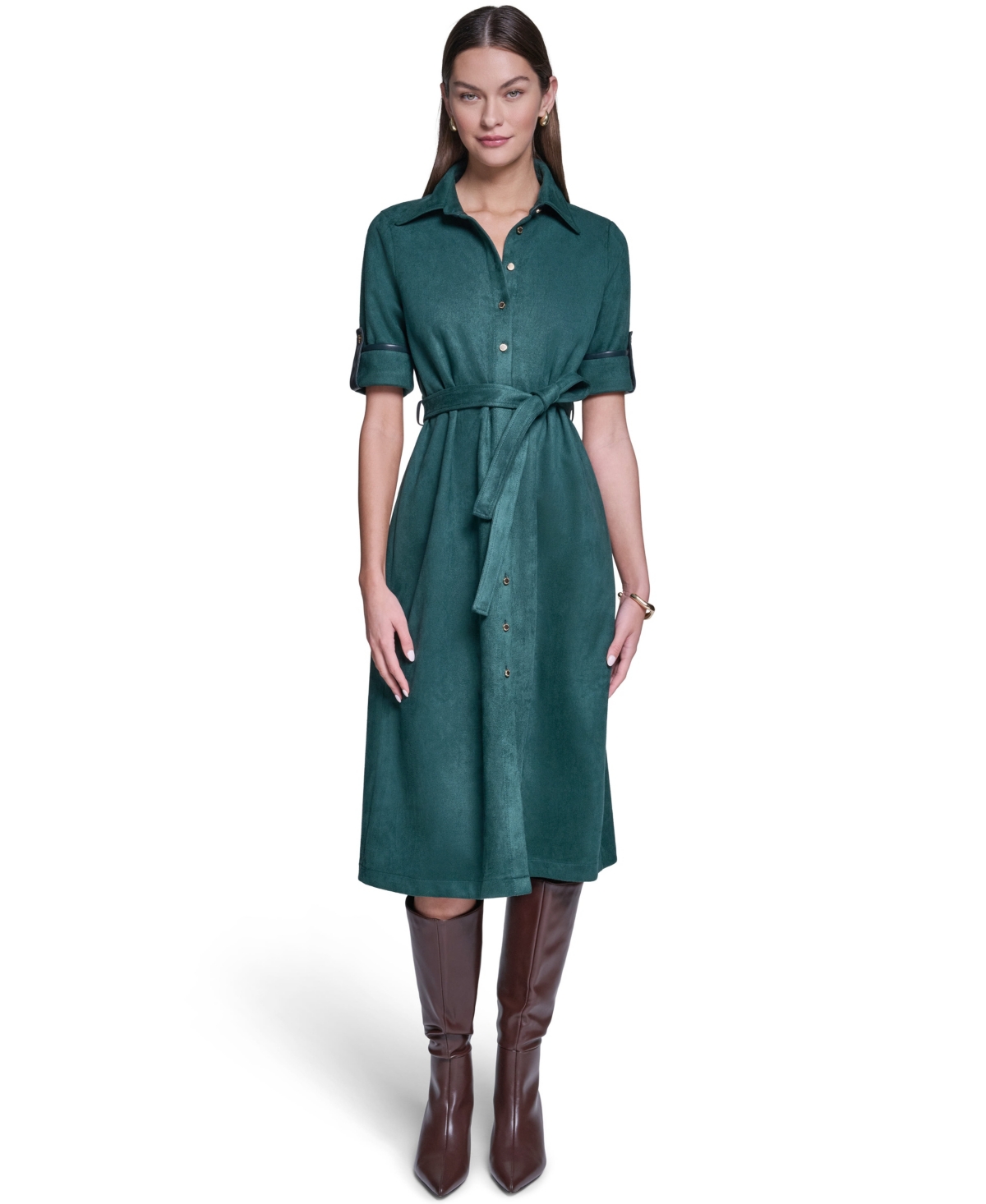 Halston Women’s Belted Midi Dress – Deep Harbor Halston Women’s Belted Midi Dress – Deep Harbor