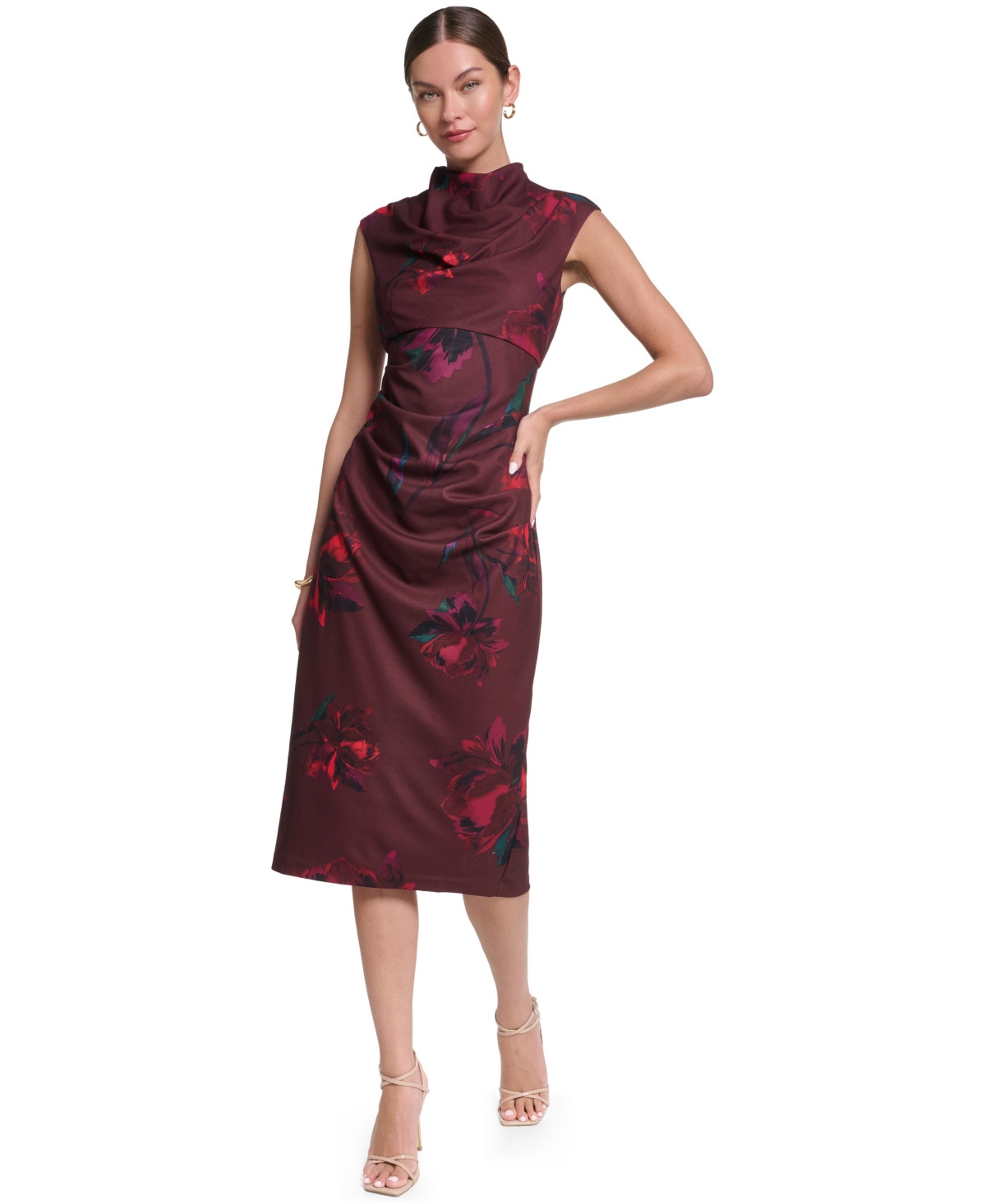Halston Women’s Mock Neck Scuba Dress – Rich Mocha Multi Halston Women’s Mock Neck Scuba Dress – Rich Mocha Multi