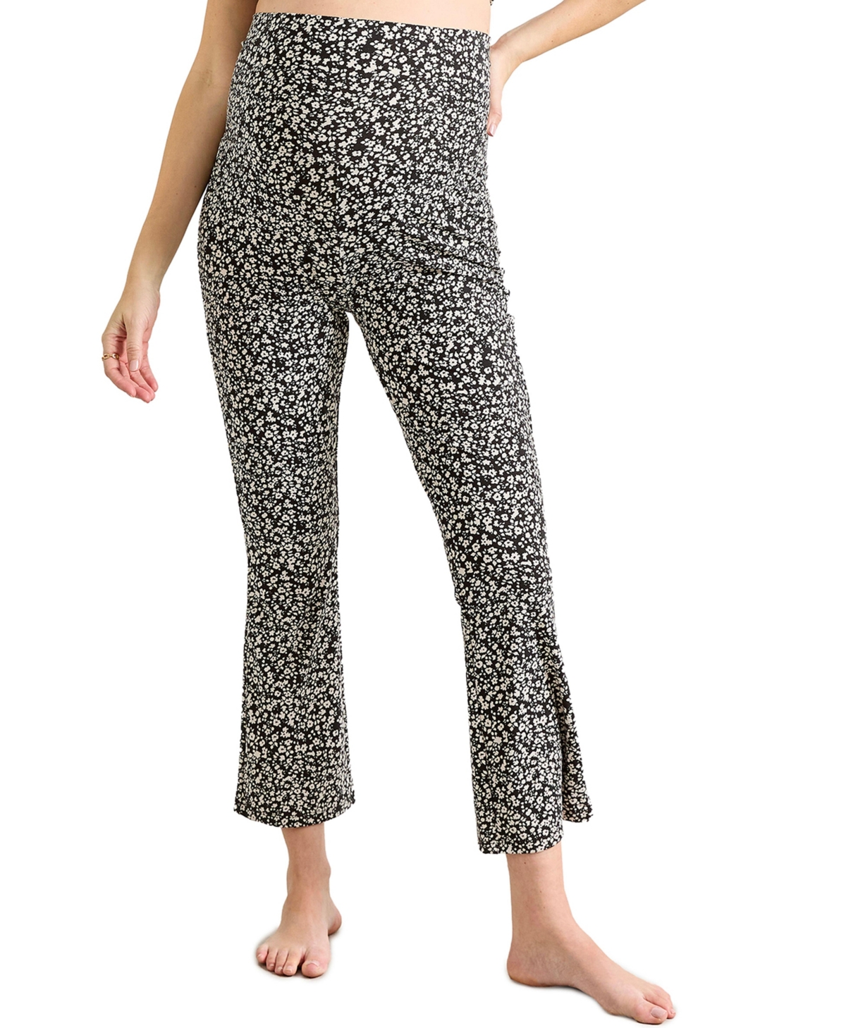Hatch Collection Maternity The Ultimate Over the Bump Crop Flare Legging – Abstract floral
