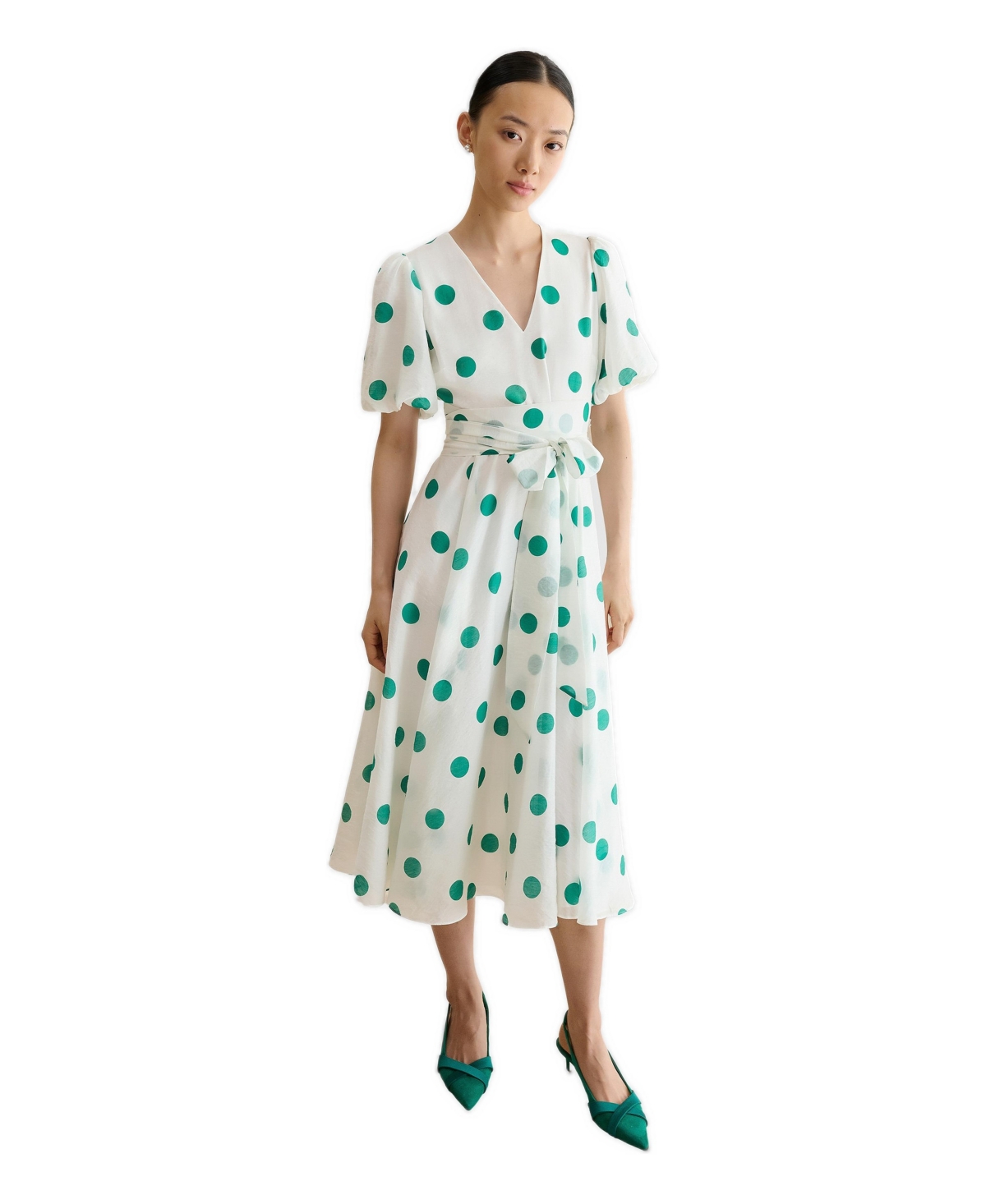Hobbs London Women’s Barrington Polka Dot Midi Dress – Ivory/green Hobbs London Women’s Barrington Polka Dot Midi Dress – Ivory/green