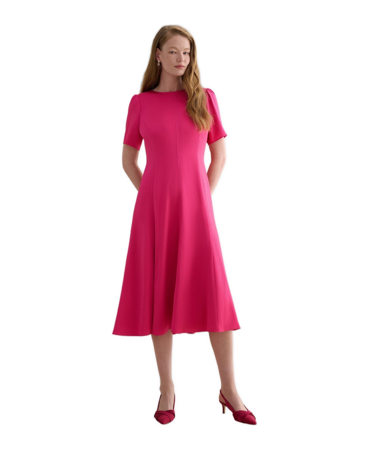 Hobbs London Women’s Camille Satin Midi Dress – Brightpink Hobbs London Women’s Camille Satin Midi Dress – Brightpink