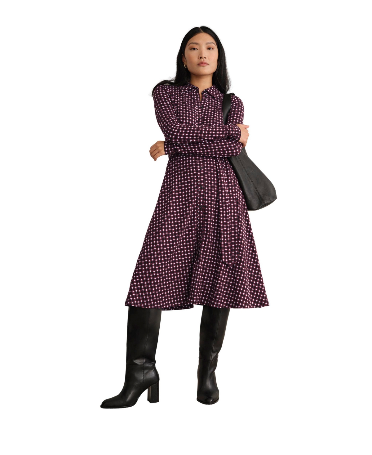 Hobbs London Women’s Clarice Printed Midi Dress – Dark Blue