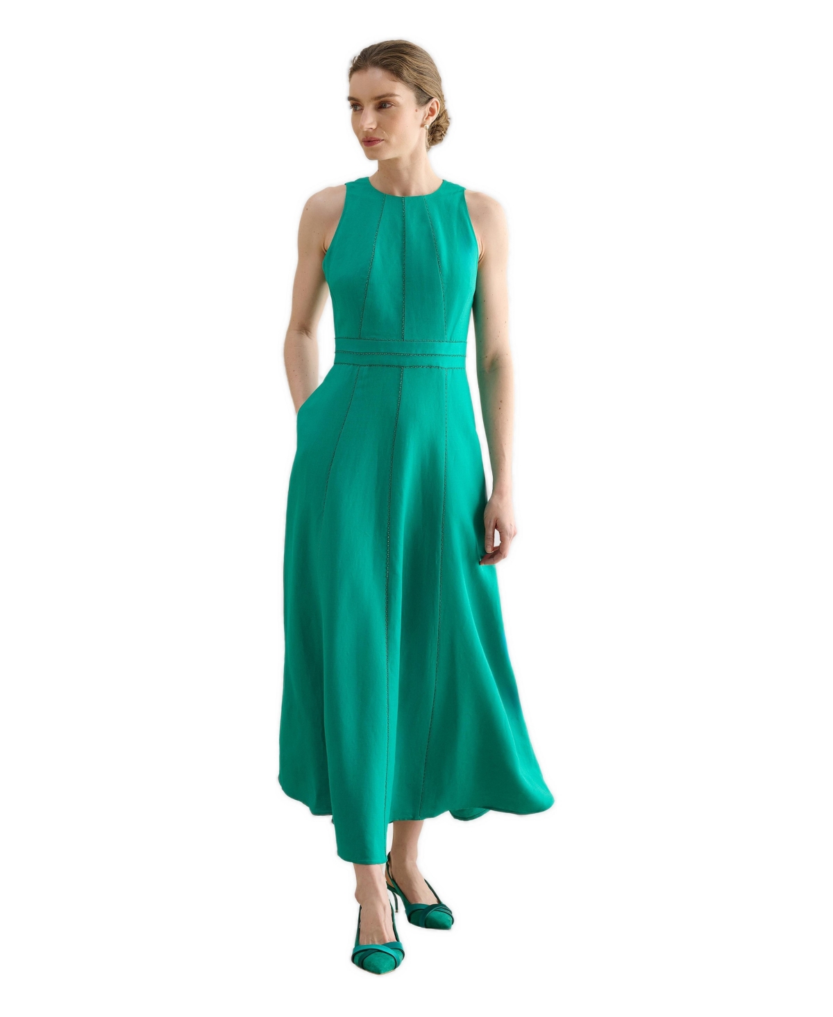 Hobbs London Women’s Harewood Sleeveless Fit Flare Dress – Paradisegreen Hobbs London Women’s Harewood Sleeveless Fit Flare Dress – Paradisegreen