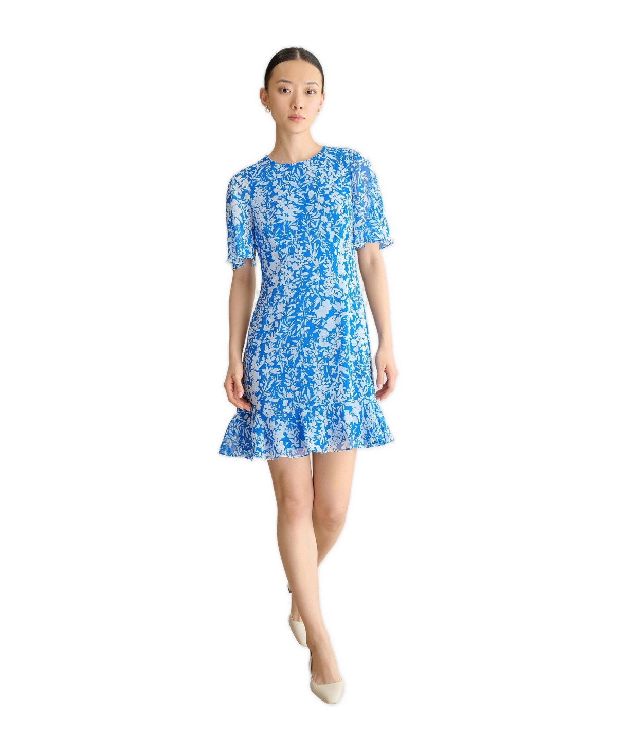 Hobbs London Women’s Iona Floral Print Mini Dress – Blueivory