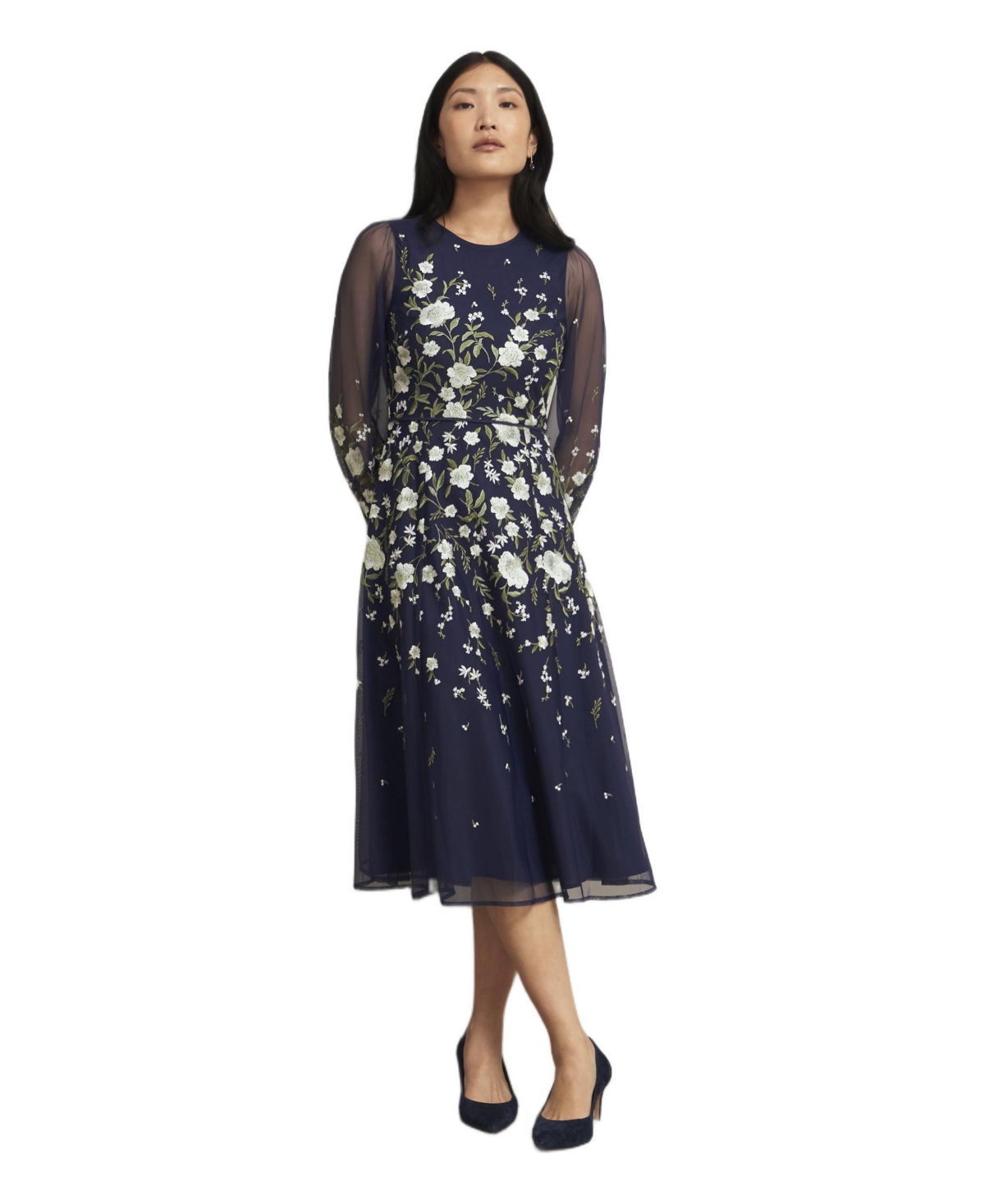 Hobbs London Women’s Lois Embroidered Dress – Dark Blue Hobbs London Women’s Lois Embroidered Dress – Dark Blue