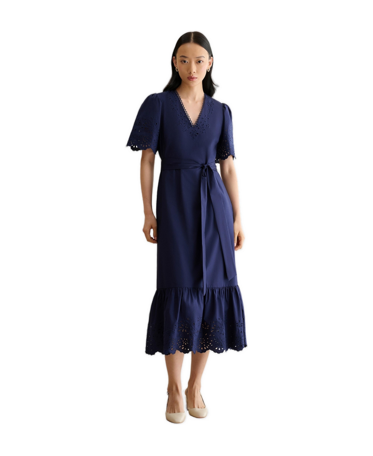 Hobbs London Women’s Meghan Broderie Cutwork Midi Dress – Truenavy Hobbs London Women’s Meghan Broderie Cutwork Midi Dress – Truenavy