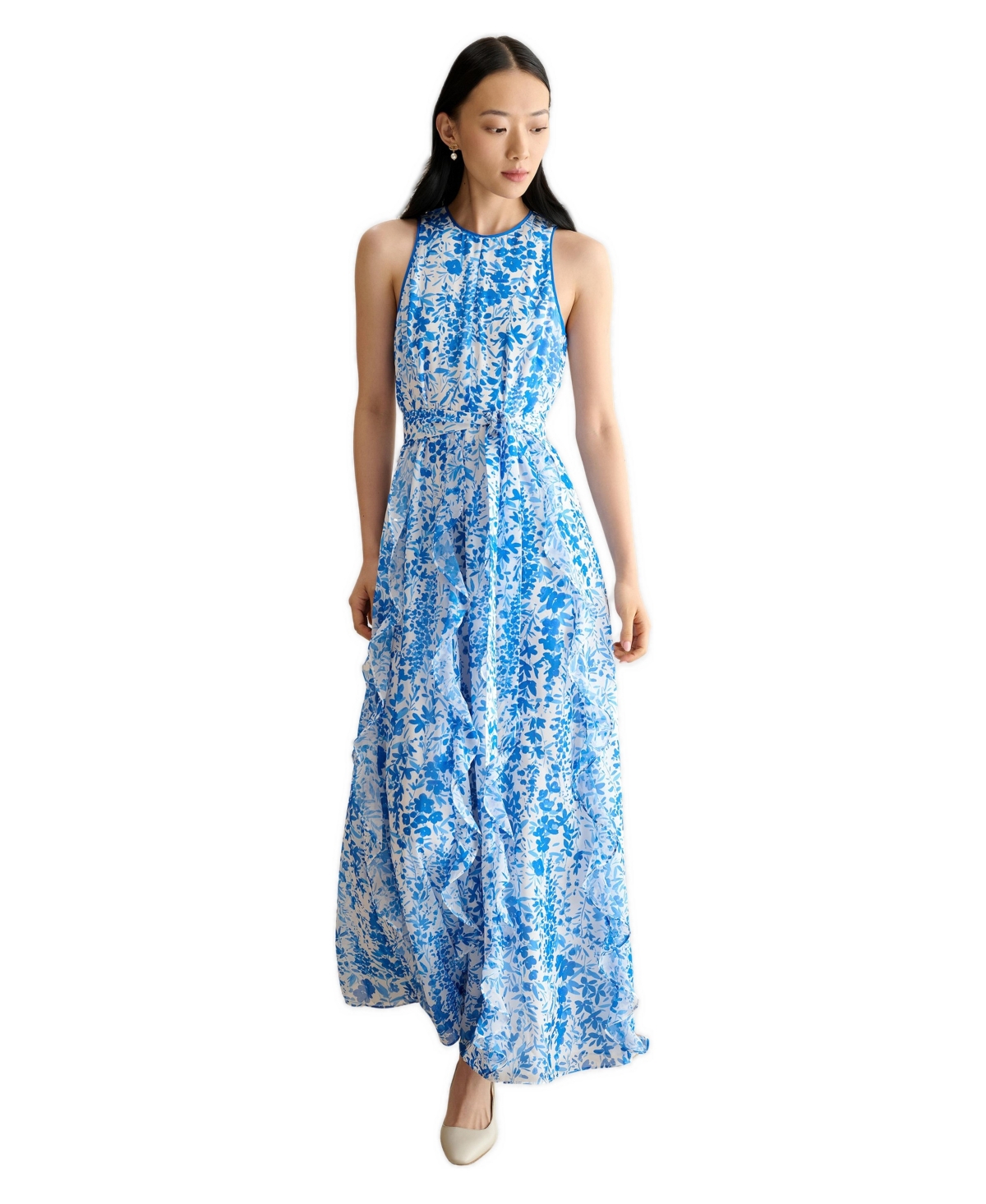 Hobbs London Women’s Taryn Floral Ruffle Maxi Dress – Ivoryblue Hobbs London Women’s Taryn Floral Ruffle Maxi Dress – Ivoryblue