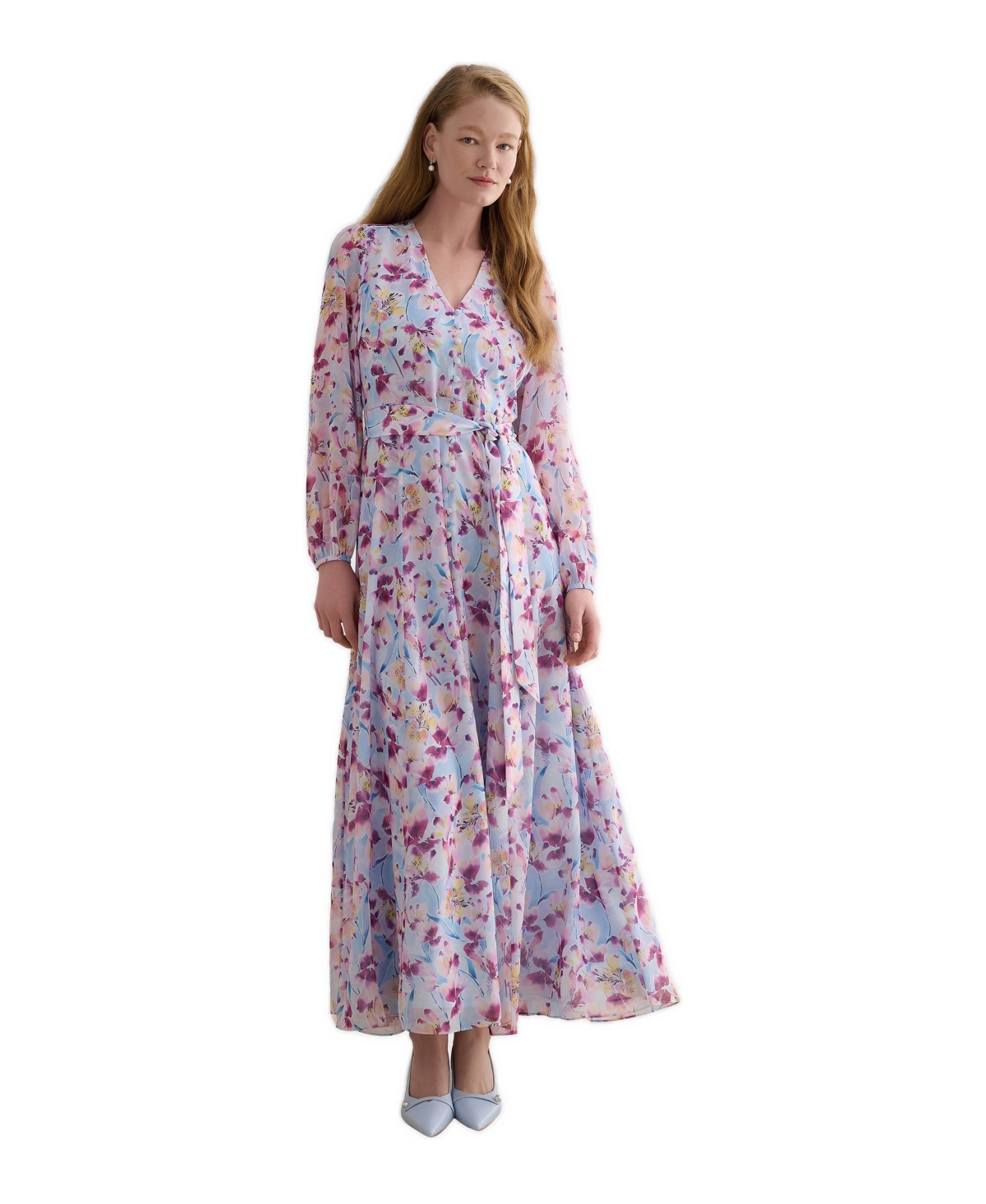 Hobbs London Women’s Thea V-Neck Long Sleeve Maxi Dress – Light/Pastel Blue Hobbs London Women’s Thea V-Neck Long Sleeve Maxi Dress – Light/Pastel Blue