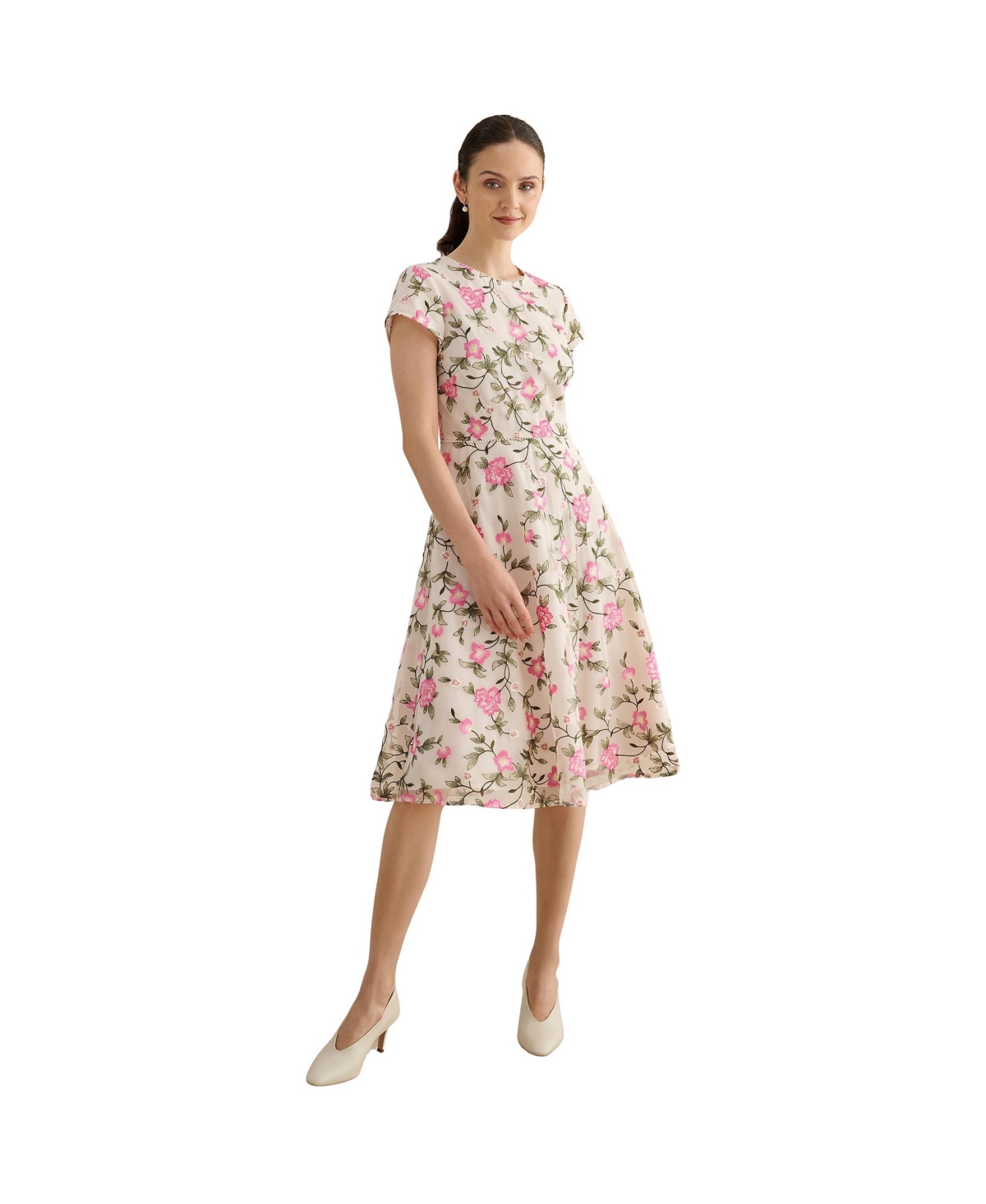 Hobbs London Women’s Tia Embroidered Floral Midi Dress – Cream pink Hobbs London Women’s Tia Embroidered Floral Midi Dress – Cream pink