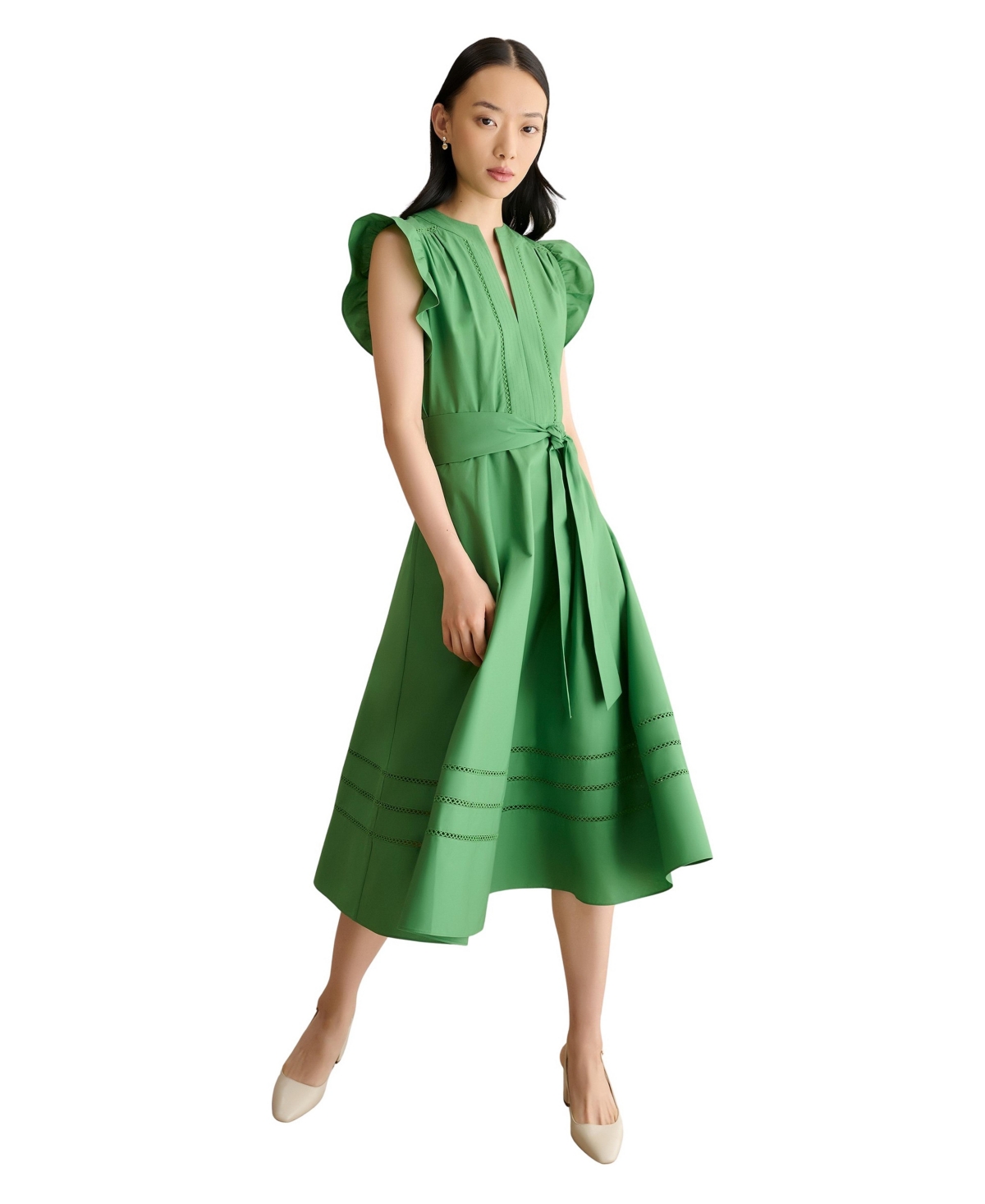 Hobbs London Women’s Vanessa Ruffle Sleeve Midi Dress – Applegreen