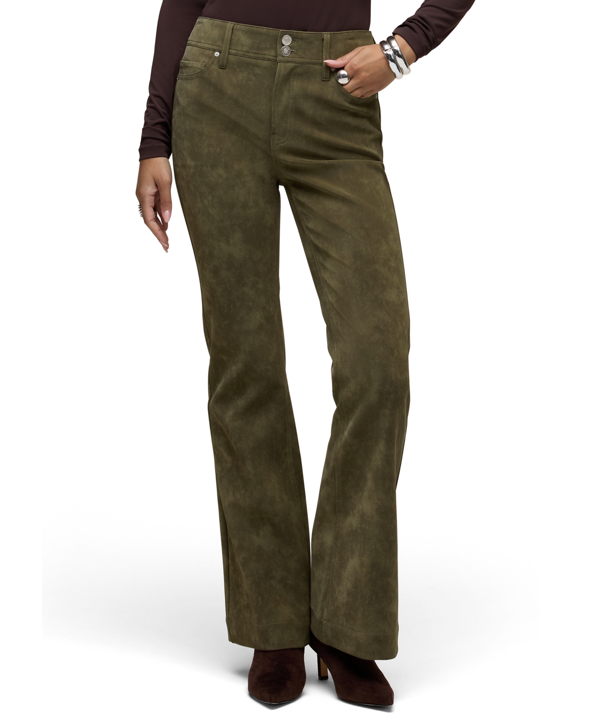 Hudson Jeans Women’s Dani Mid-Rise Faux Suede Flare Pants – Army Green Hudson Jeans Women’s Dani Mid-Rise Faux Suede Flare Pants – Army Green
