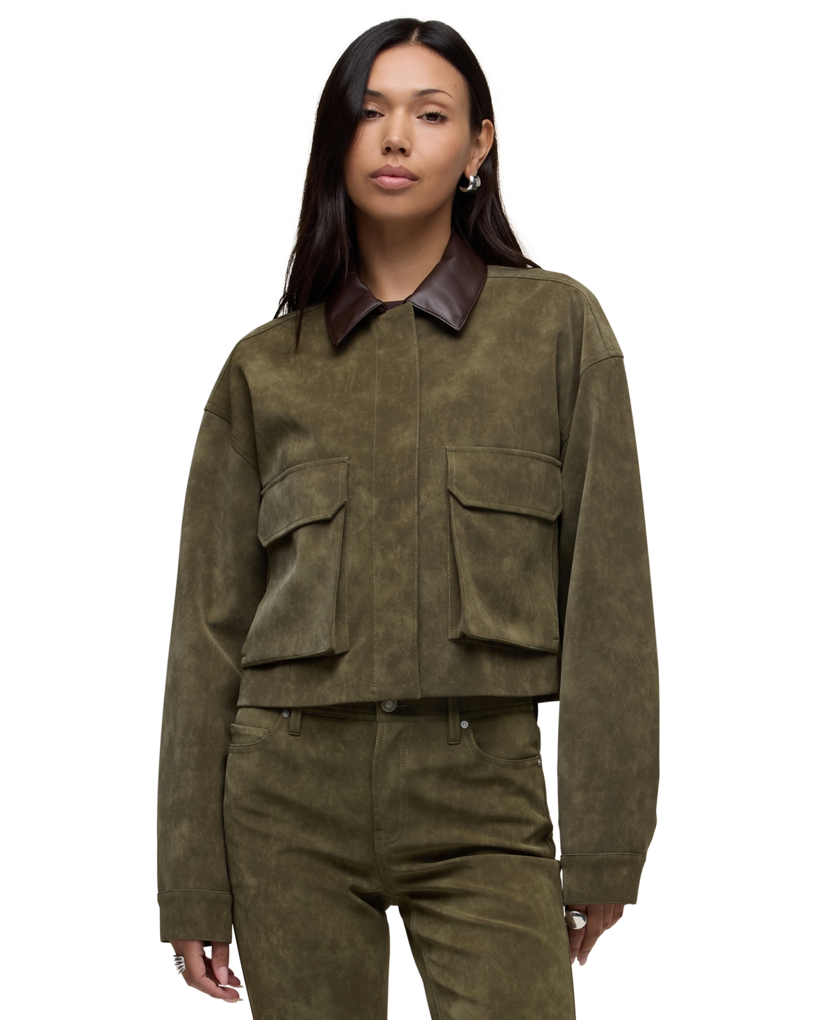 Hudson Jeans Women’s Faux Suede Chore Jacket – Army Green Hudson Jeans Women’s Faux Suede Chore Jacket – Army Green