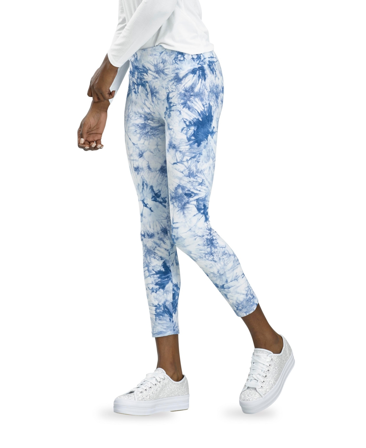 Hue Active Tonal Tie Dye Skimmer Cropped Leggings – Blue Hue Active Tonal Tie Dye Skimmer Cropped Leggings – Blue