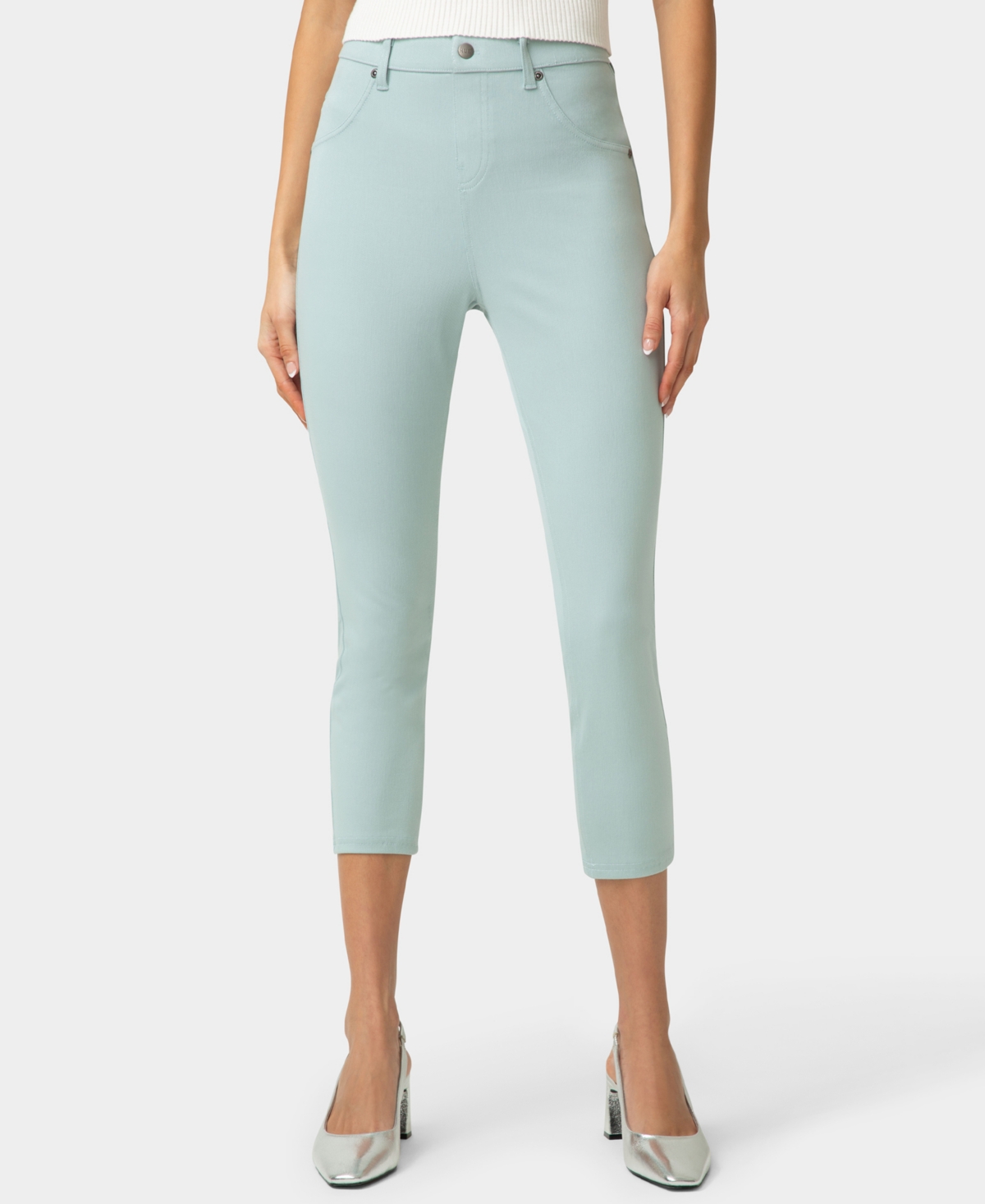 Hue Women’s High-Rise Ultra-Soft Denim Capri Leggings – Gray Mist